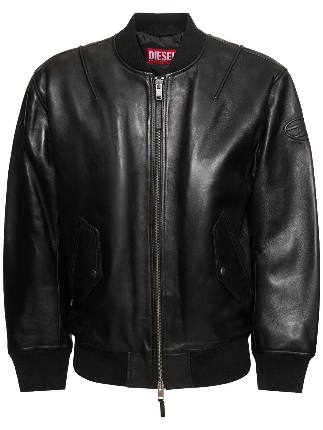 Oval-d Debossed Leather Bomber Jacket – MEN > CLOTHING > JACKETS
