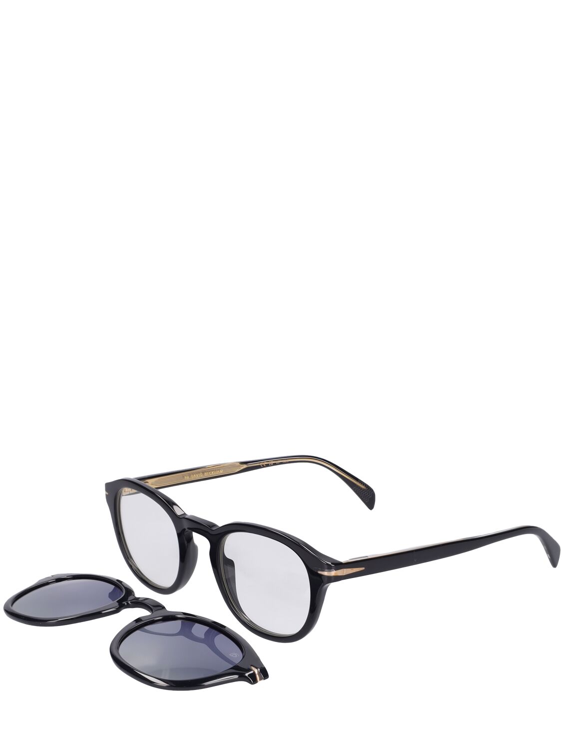 Shop Db Eyewear By David Beckham Db Round Acetate Clip-on Sunglasses In Black