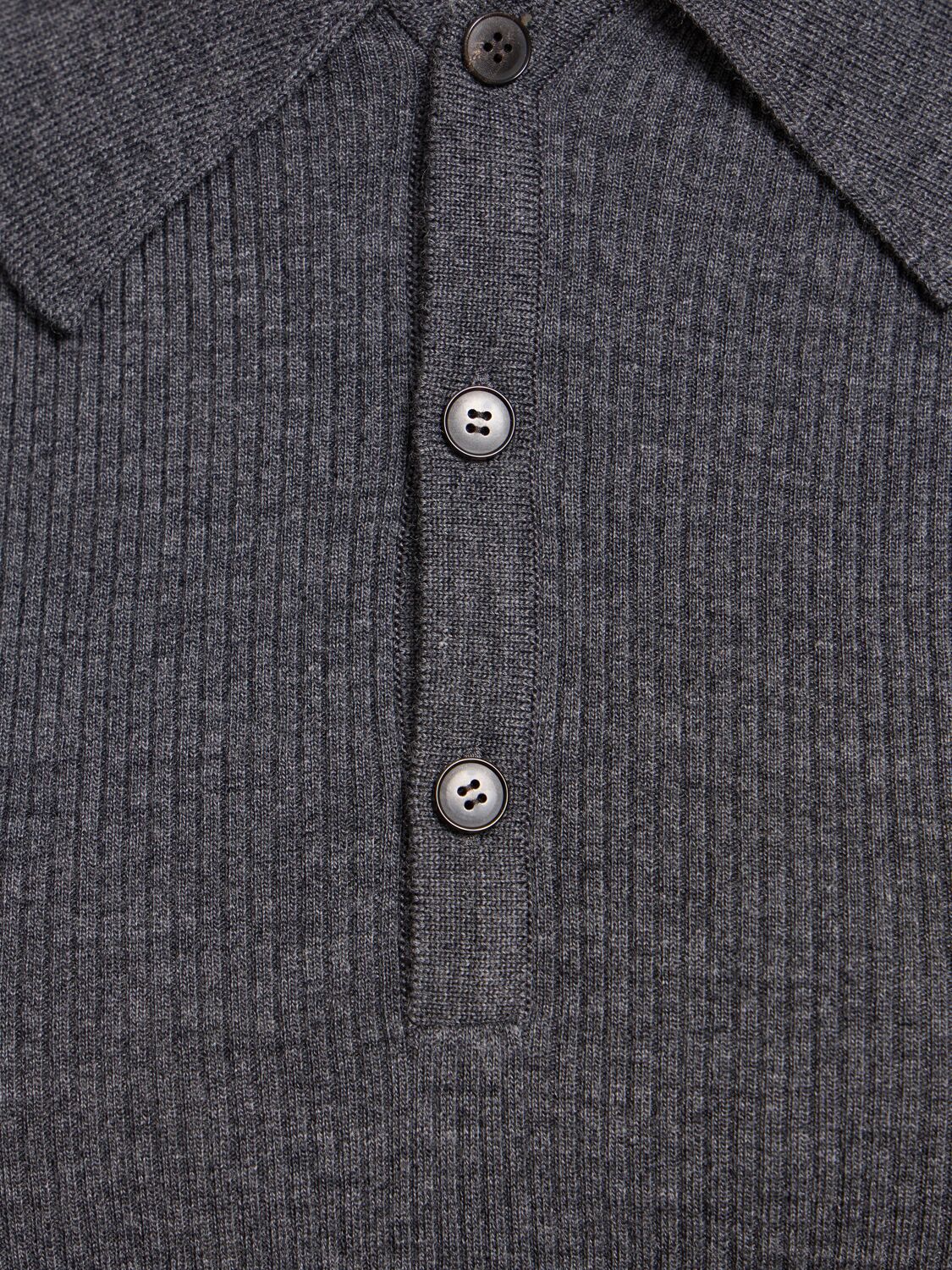 Auralee Super Fine Wool High Gauge Rib Knit Polo In Grey | ModeSens