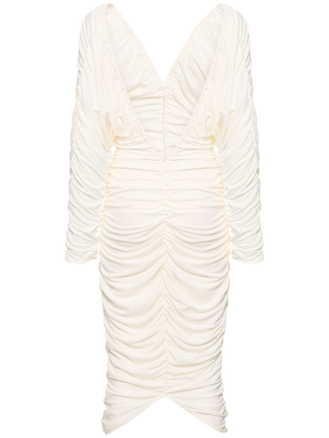 Interior Beatrice Ruched Stretch-jersey Midi Dress In White