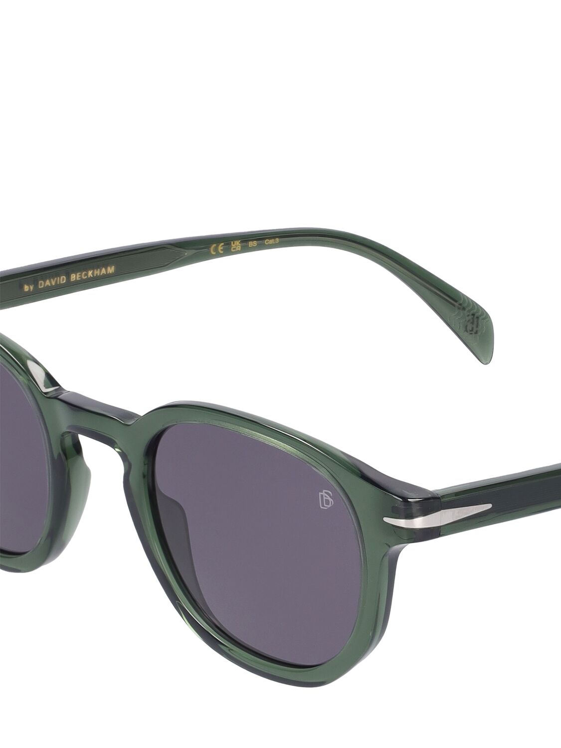 Shop Db Eyewear By David Beckham Db Round Acetate Sunglasses In Green,grey