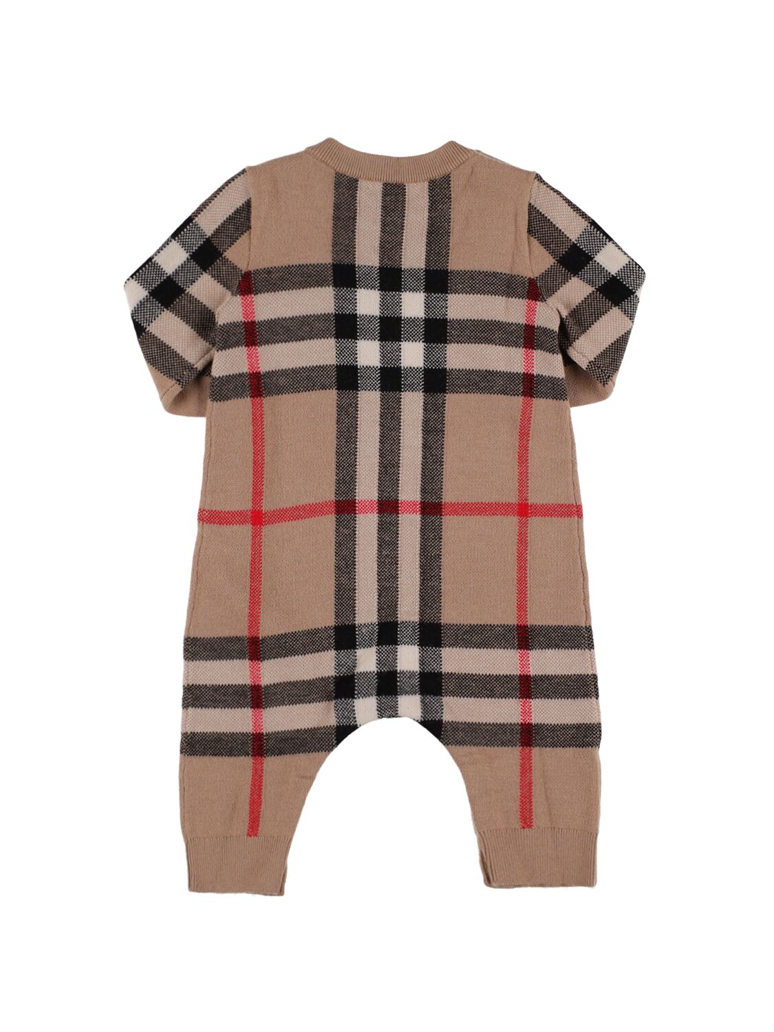 Shop Burberry Check Print Wool & Cashmere Romper In Beige