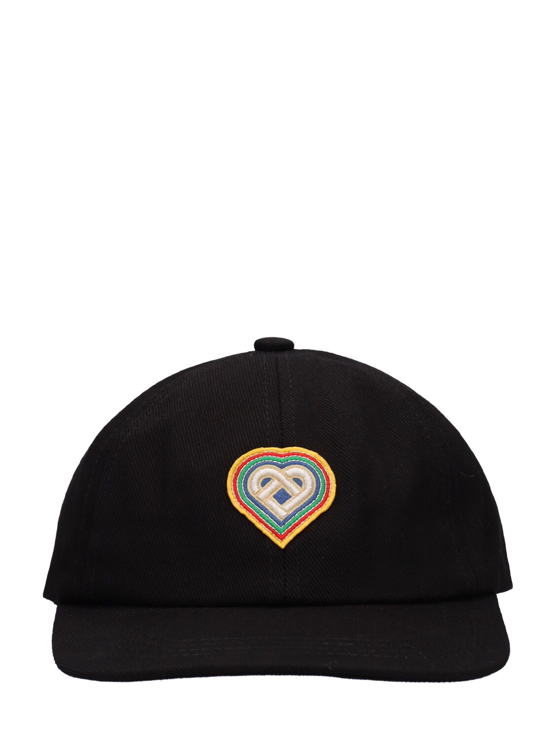 Shop Casablanca Heart Embroidered Baseball Cap In Black