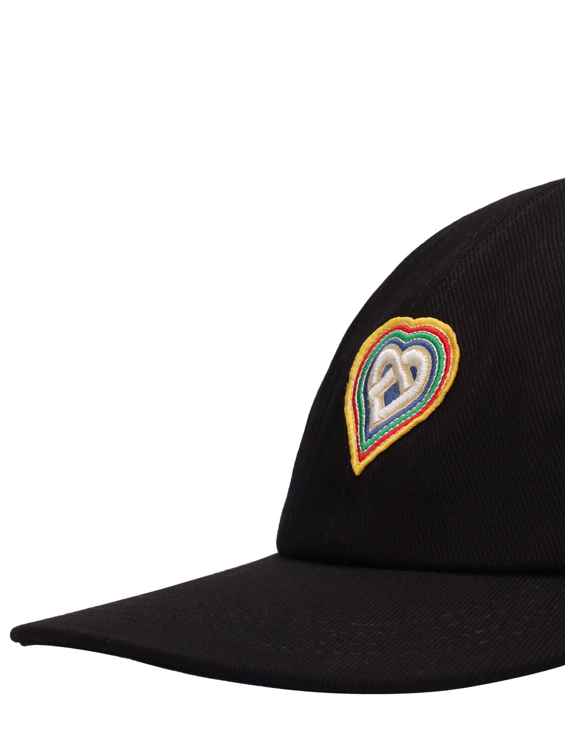 Shop Casablanca Heart Embroidered Baseball Cap In Black