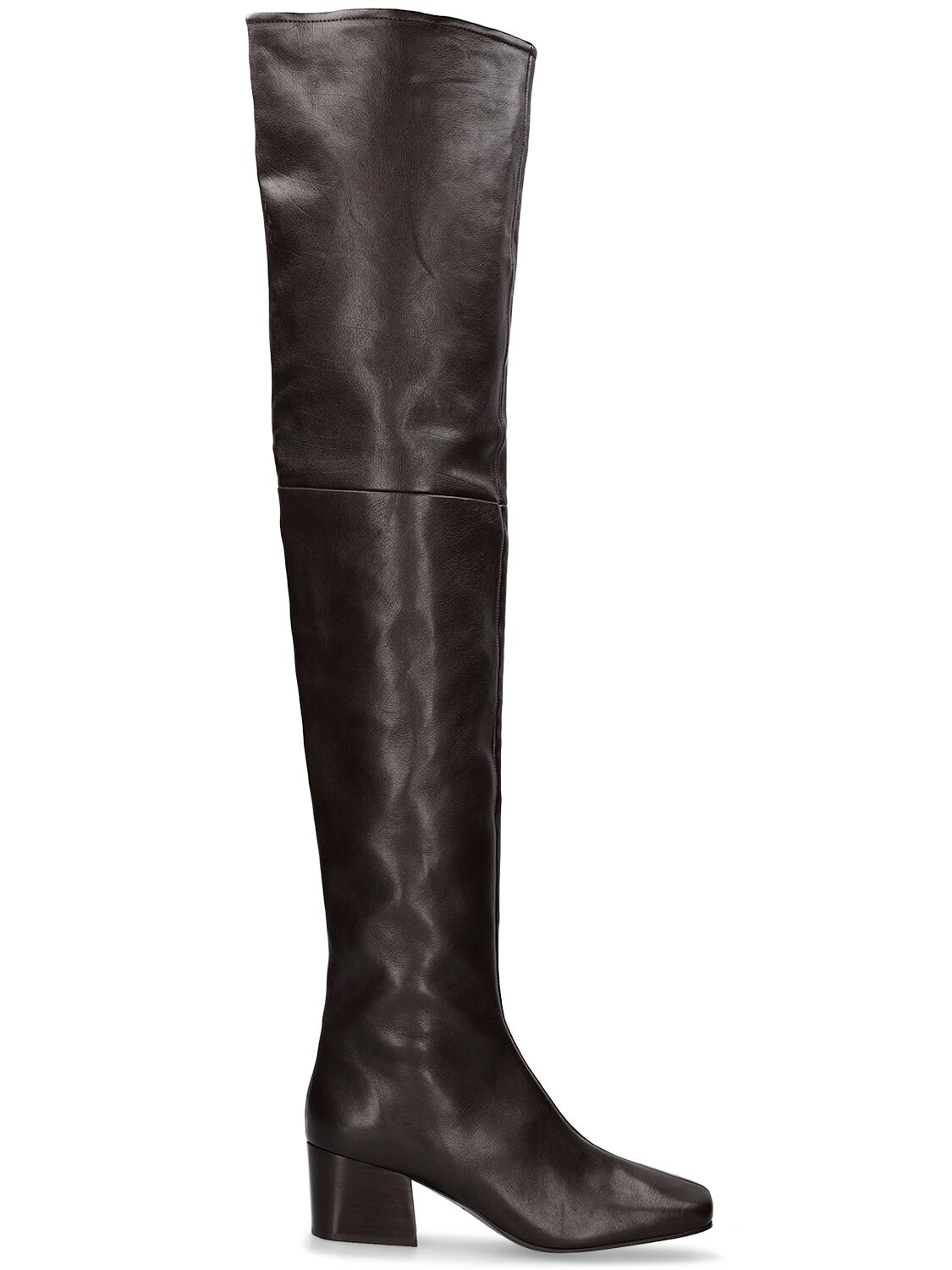 Shop Lemaire 55mm Leather Over-the-knee Boots In Brown