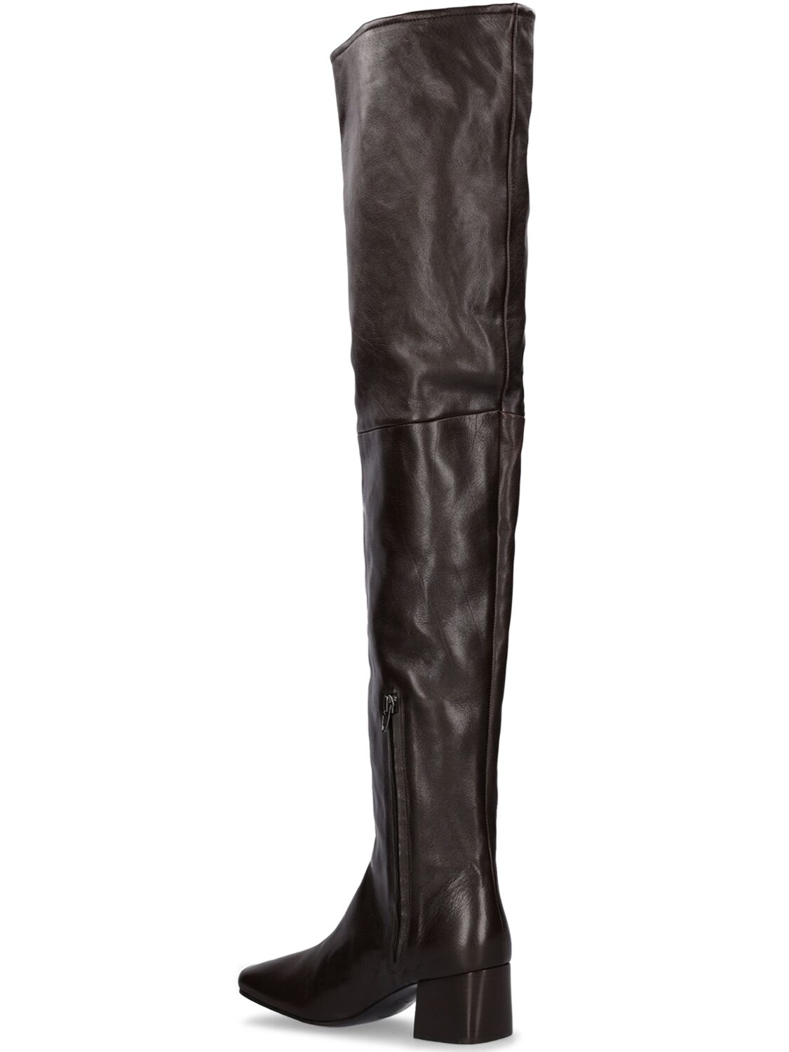 Shop Lemaire 55mm Leather Over-the-knee Boots In Brown