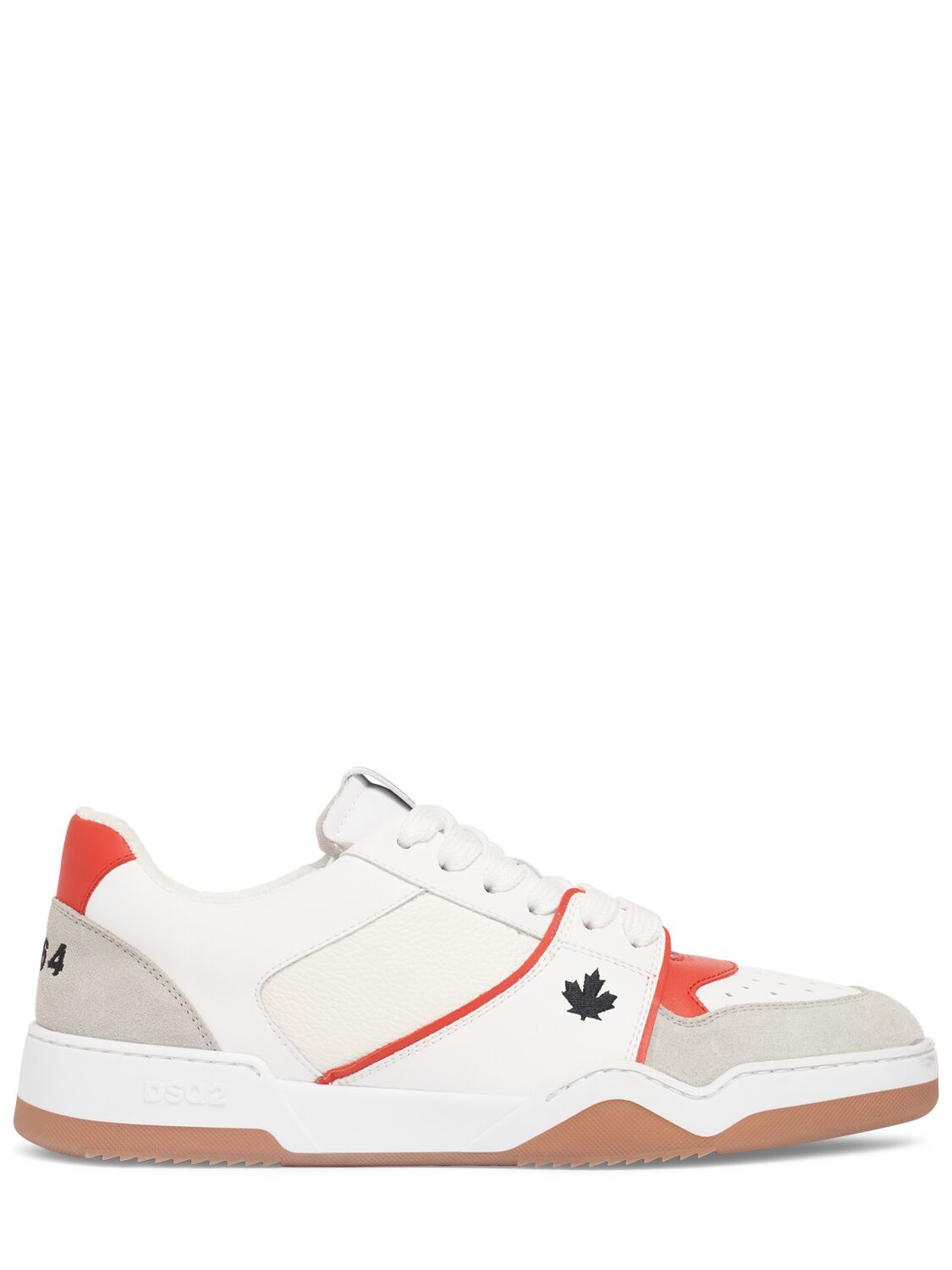 Dsquared2 Logo Leather Sneakers In White,red