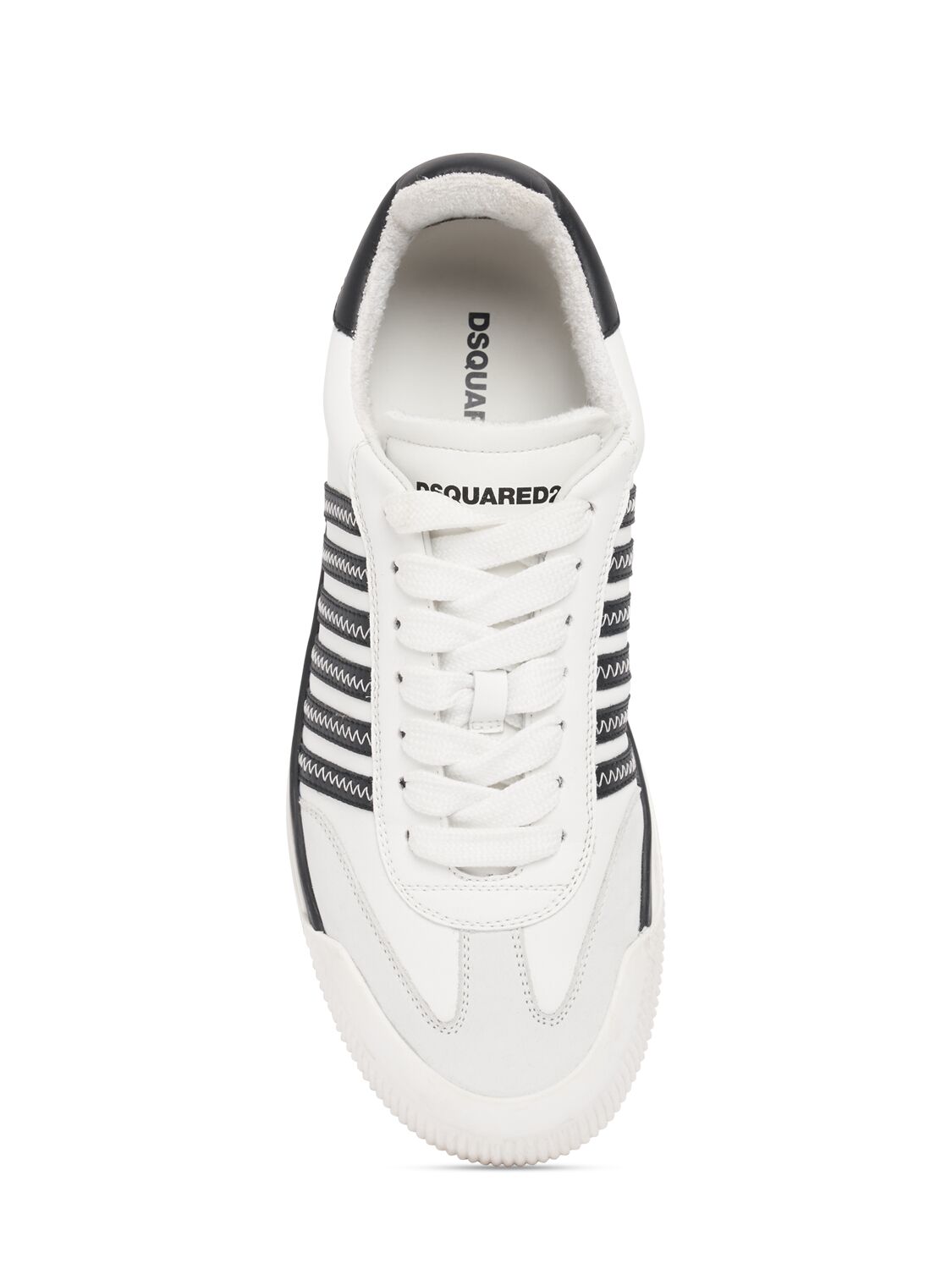 Shop Dsquared2 Logo Leather Sneakers In White,black