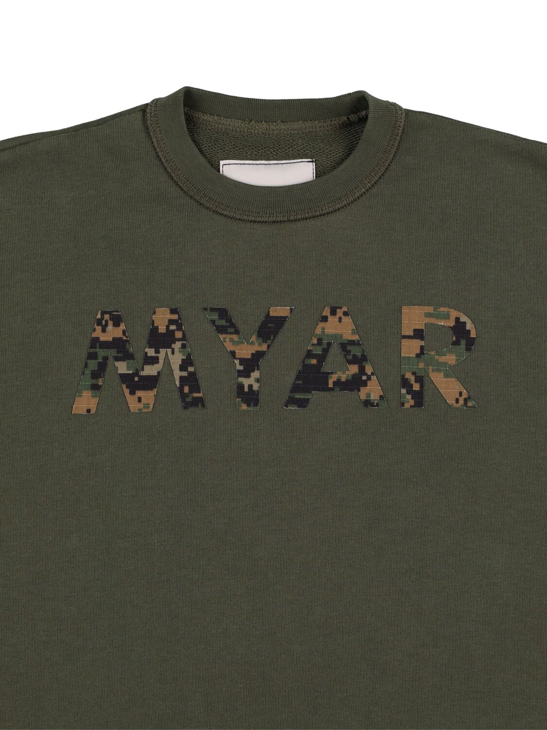 Shop Myar Cotton Sweatshirt W/ Logo In Military Green