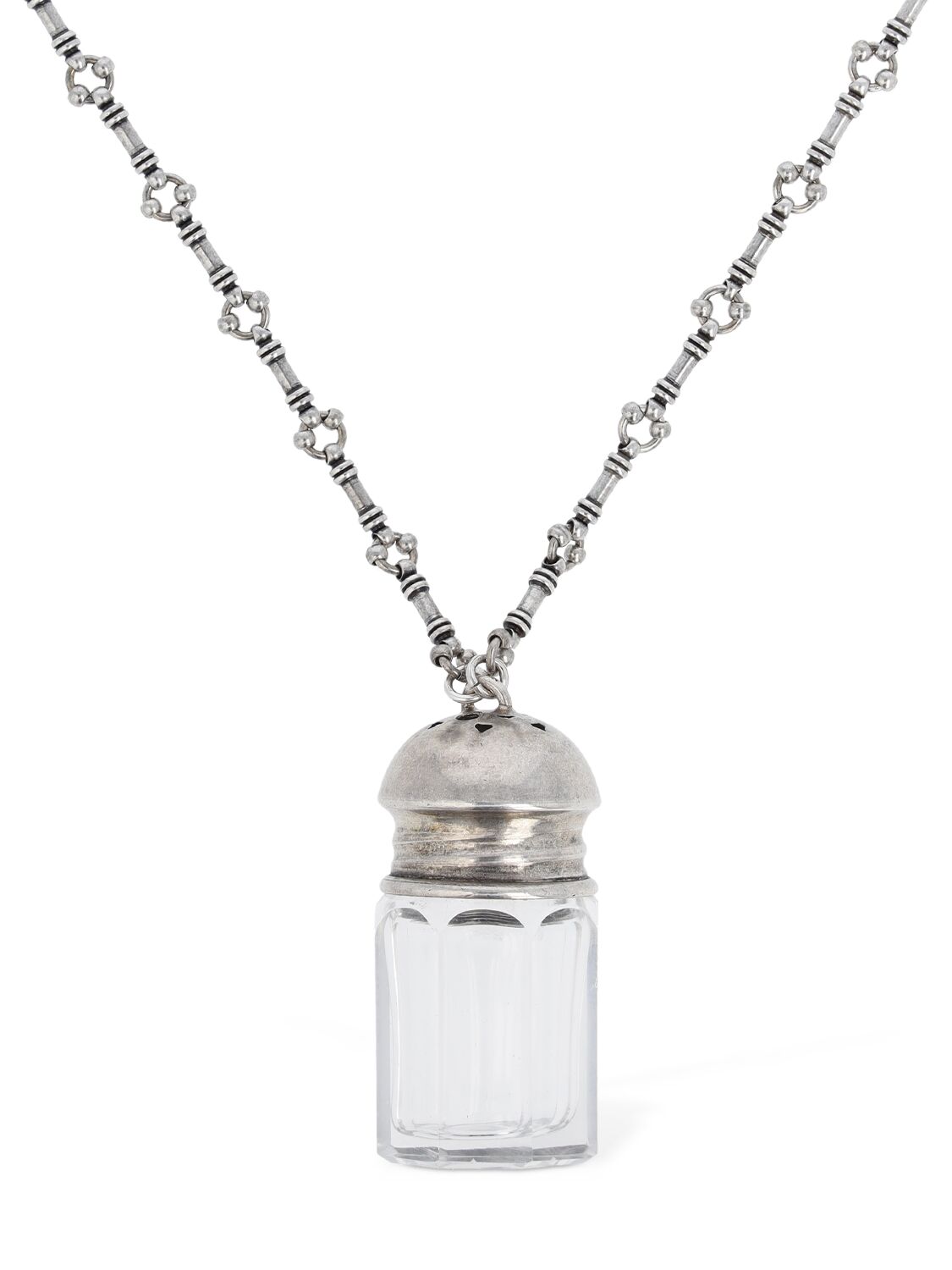 Marine Serre Recycled Brass Table Wear Charm Necklace In Silver,clear