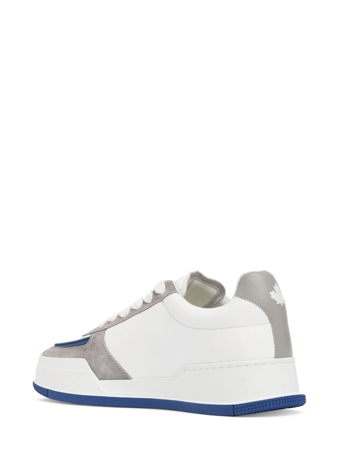 Shop Dsquared2 Logo Leather Sneakers In White,blue