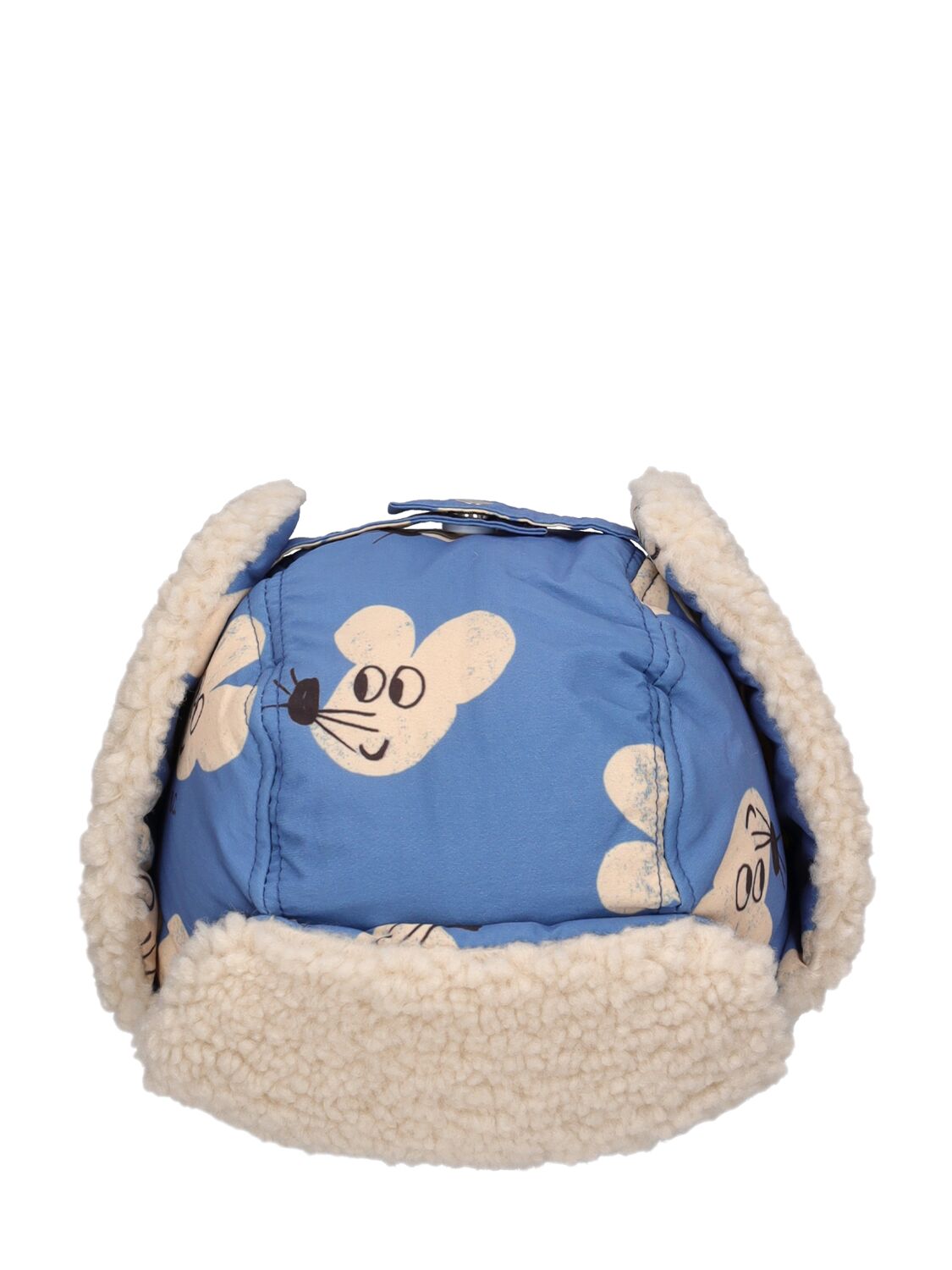 Shop Bobo Choses Mouse Print Faux Fur & Nylon Aviator Hat In Blue,white