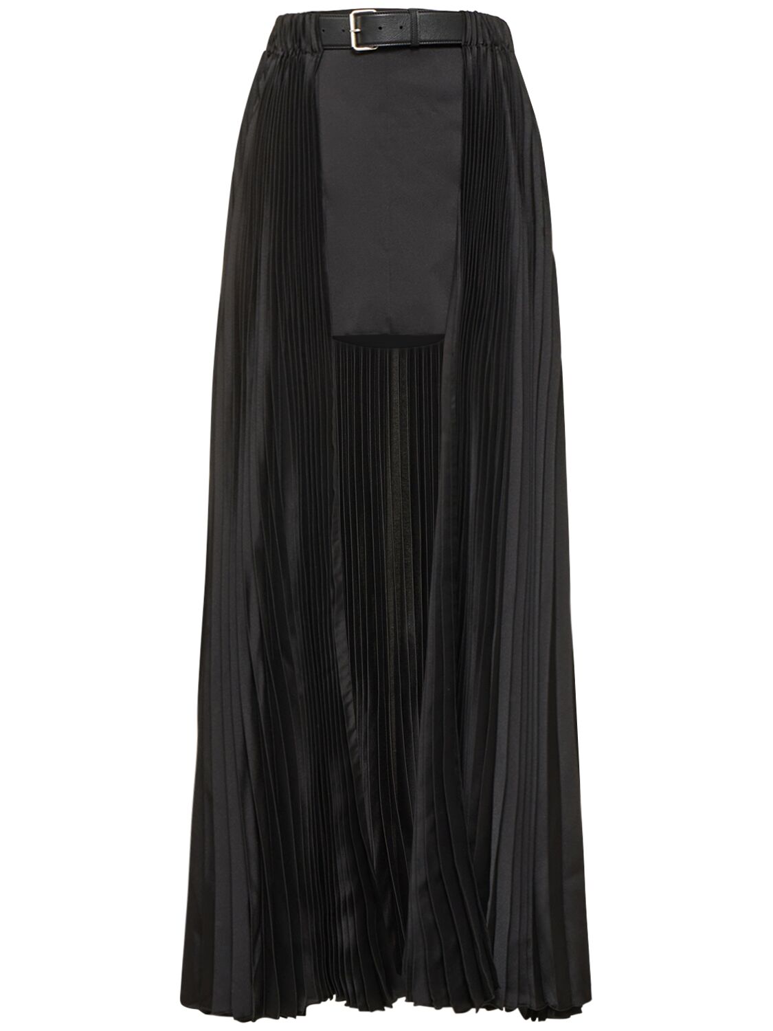 Peter Do 皮革腰带打褶科技织物半身裙 In Black