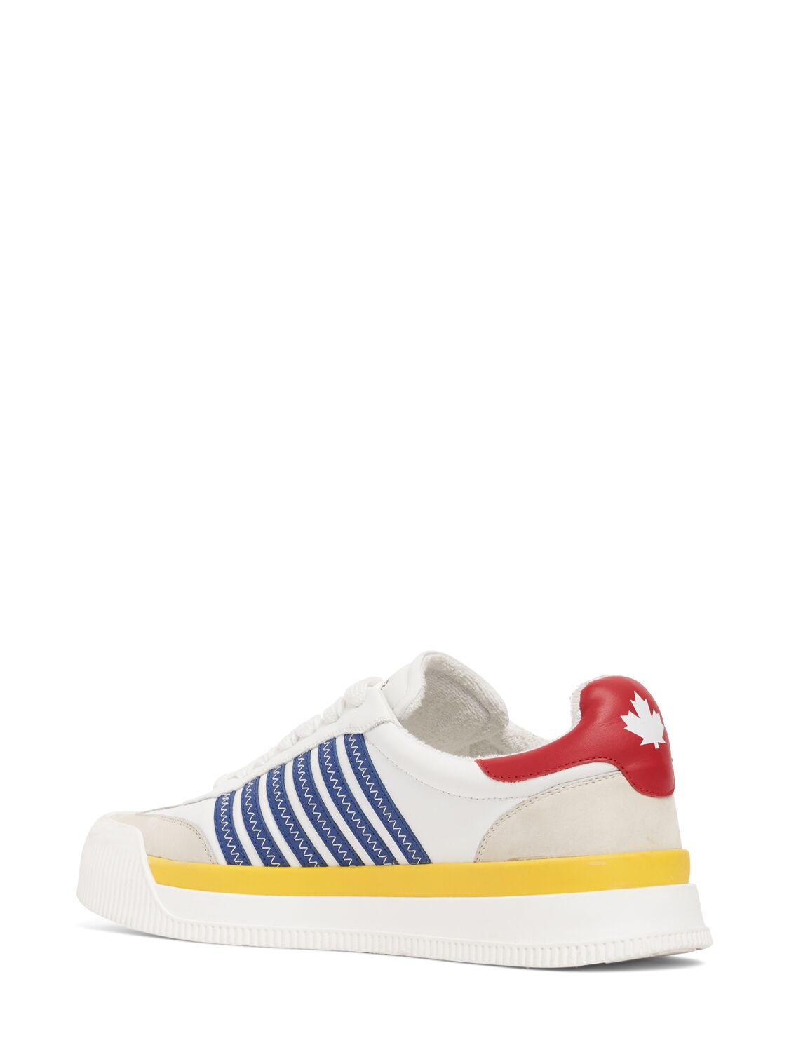 Shop Dsquared2 Logo Leather Sneakers In White,blue