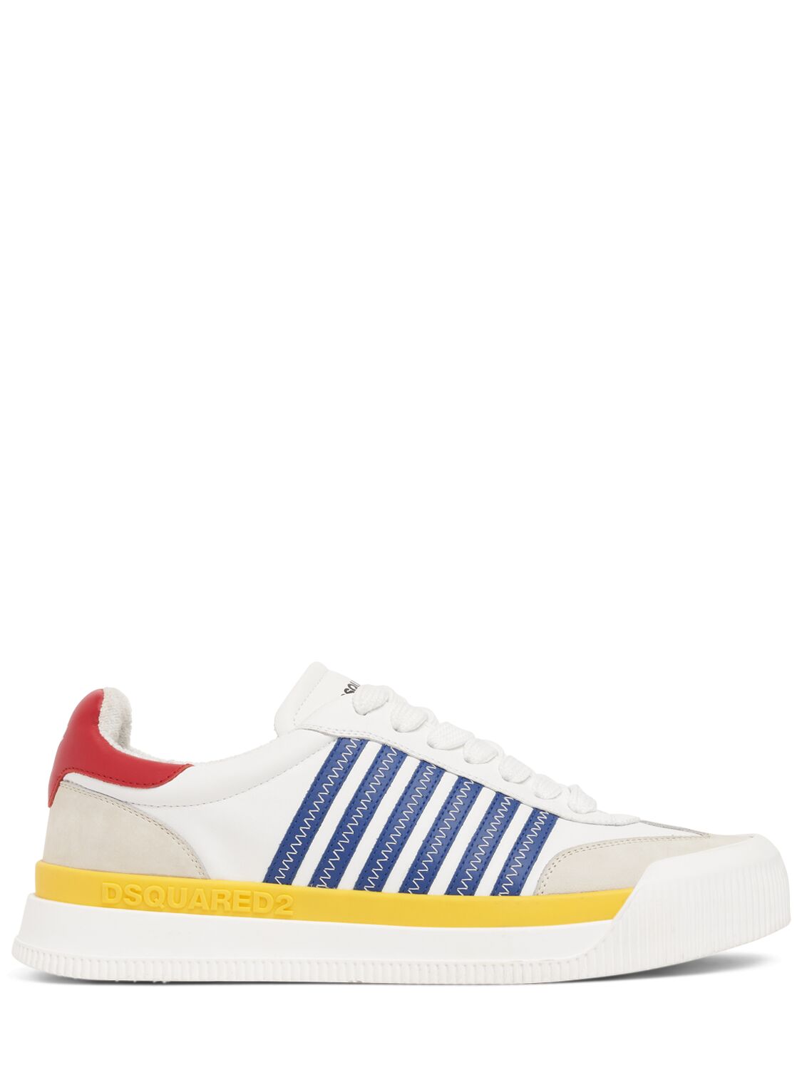 Dsquared2 Logo Leather Sneakers In White,blue