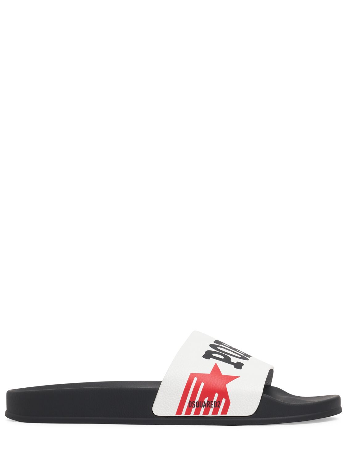 Shop Dsquared2 Rocco Siffredi Slide Sandals In White,red