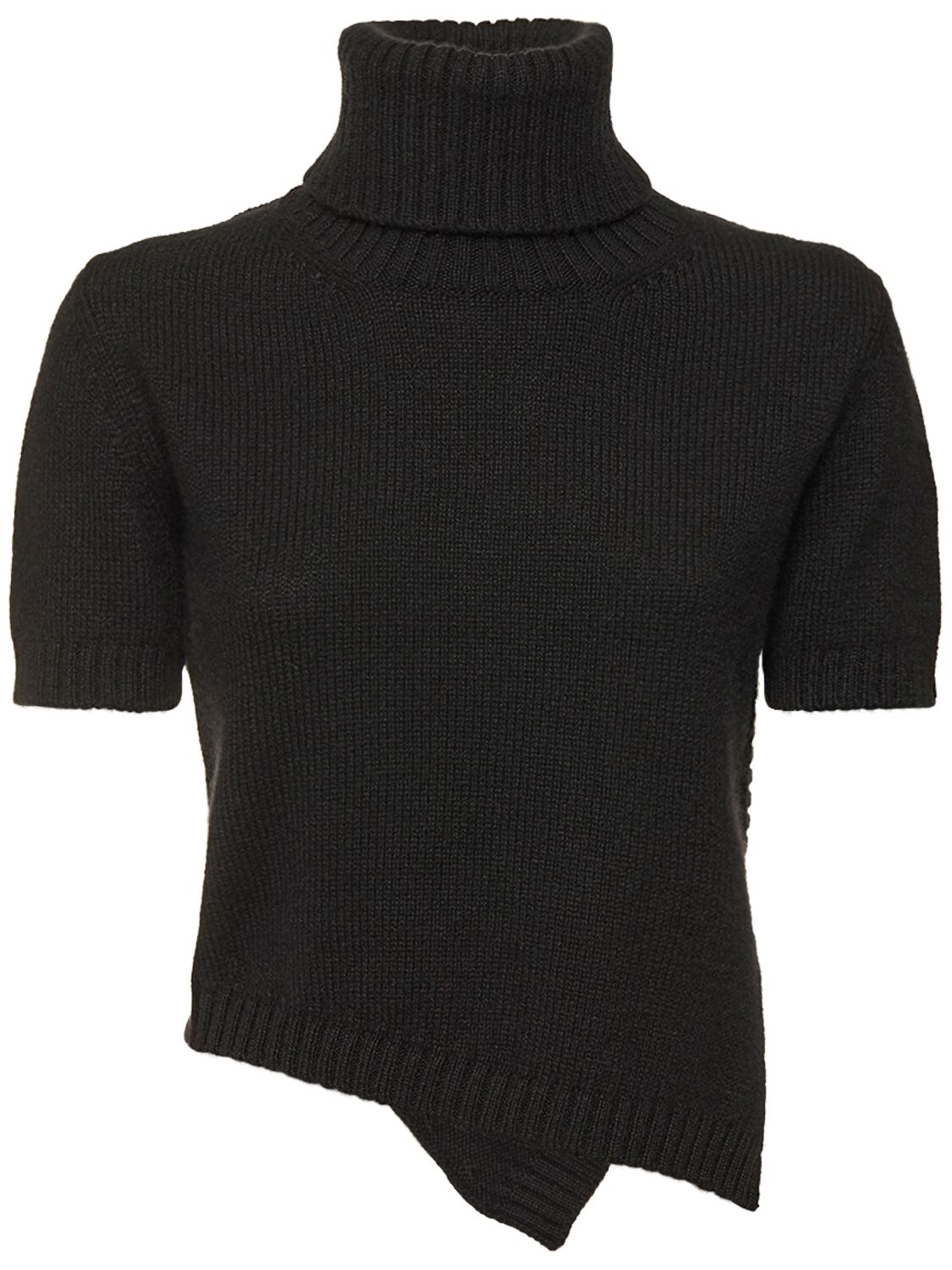 Shop The Row Dria Asymmetric Cashmere Blend Knit Top In Black