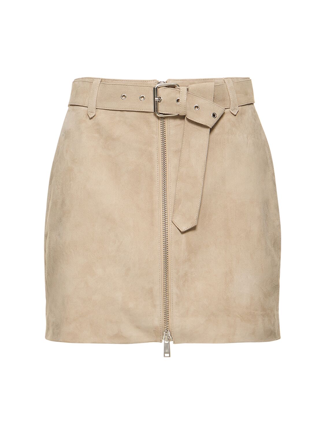 Anine Bing Ana Leather Mini Skirt In Beige