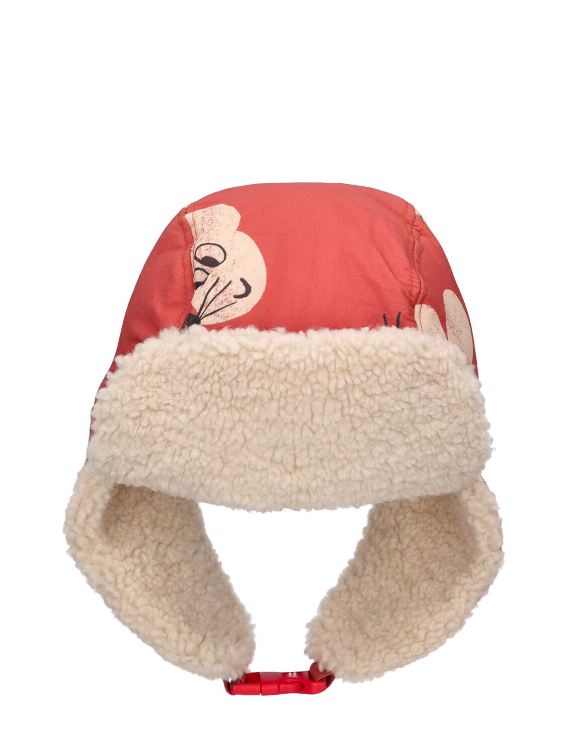Bobo Choses Kids' Graphic-print Buckled Knitted Hat In Red
