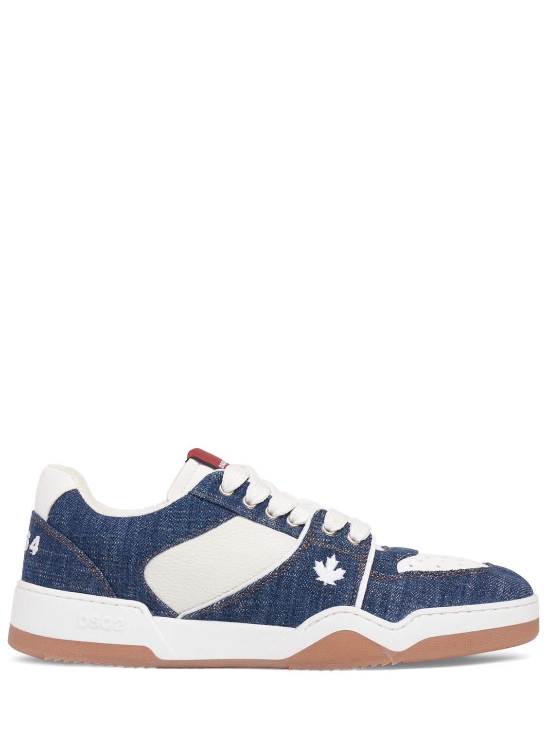 Shop Dsquared2 Logo Leather Sneakers In Denim,white