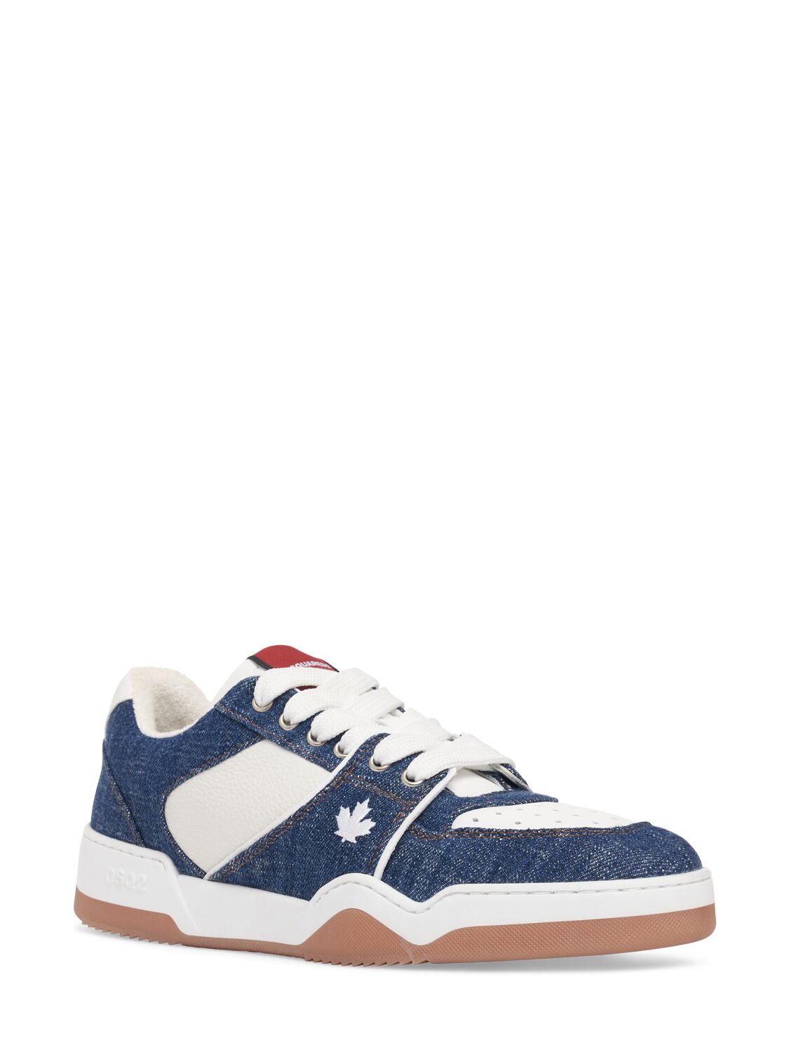 Shop Dsquared2 Logo Leather Sneakers In Denim,white