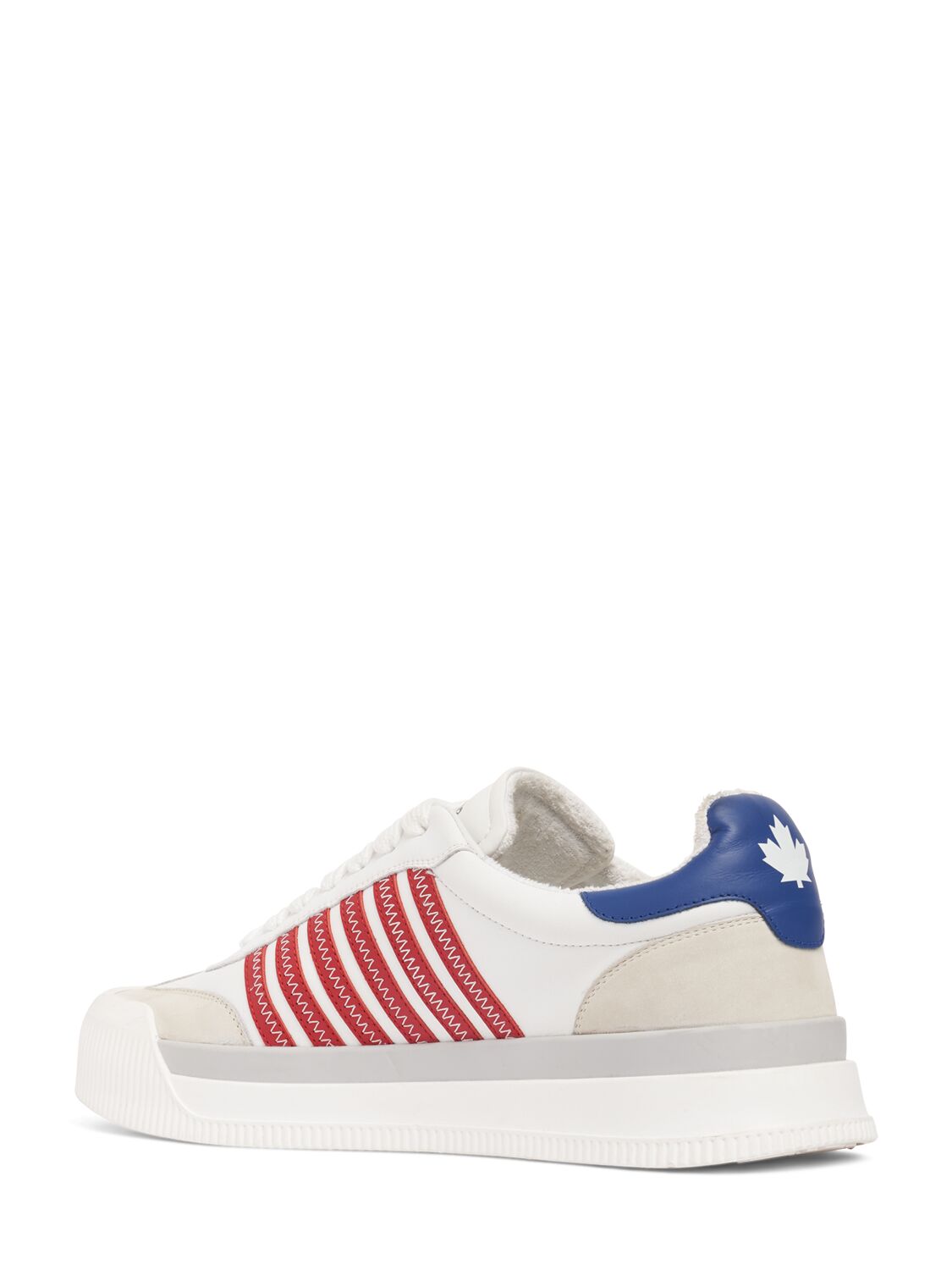 Shop Dsquared2 Logo Leather Sneakers In White,red