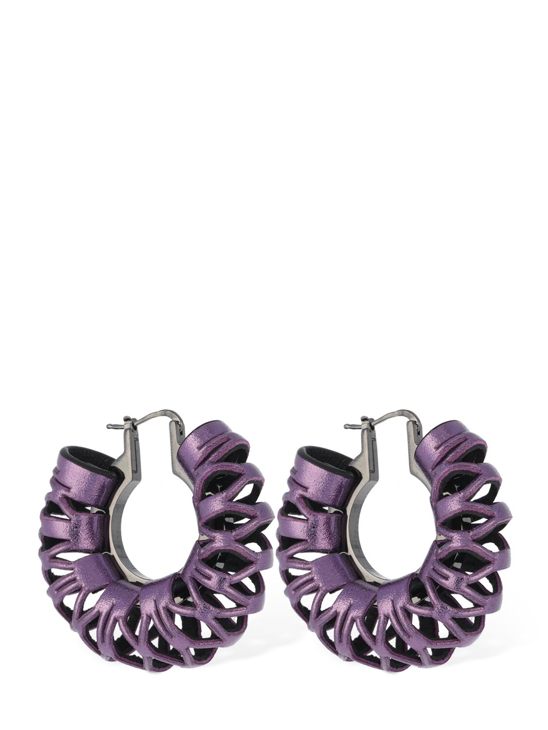 Shop So-le Studio Ila Leather Hoop Earrings In Purple
