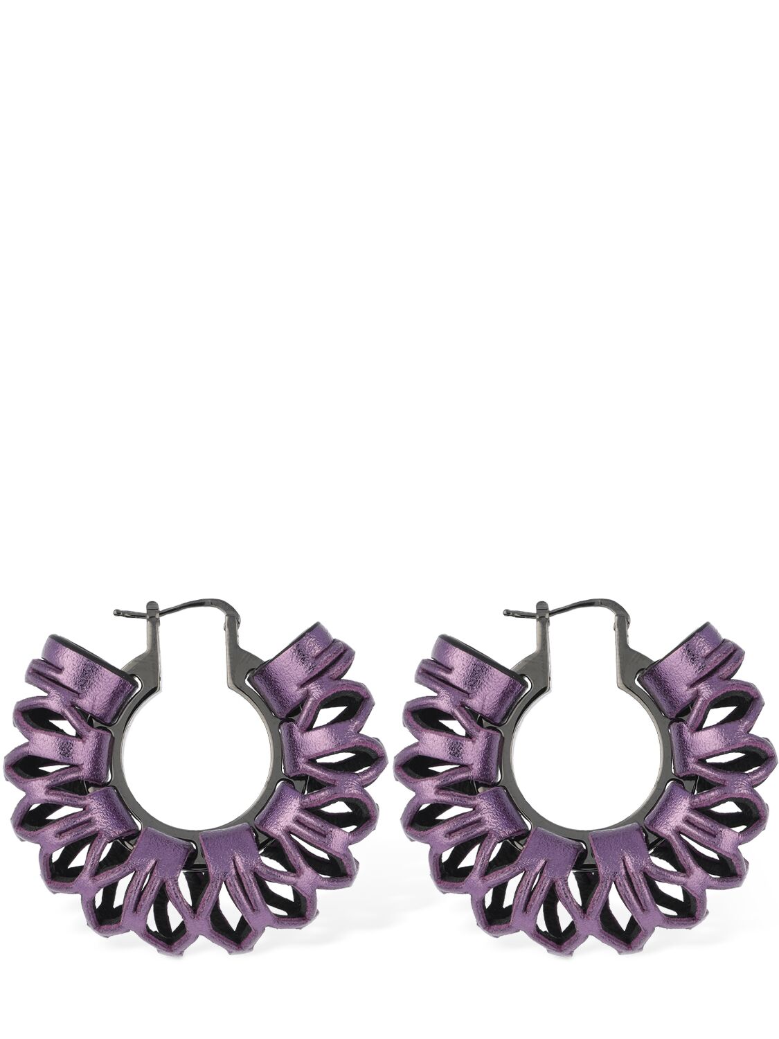 So-le Studio Ila Leather Hoop Earrings In Purple
