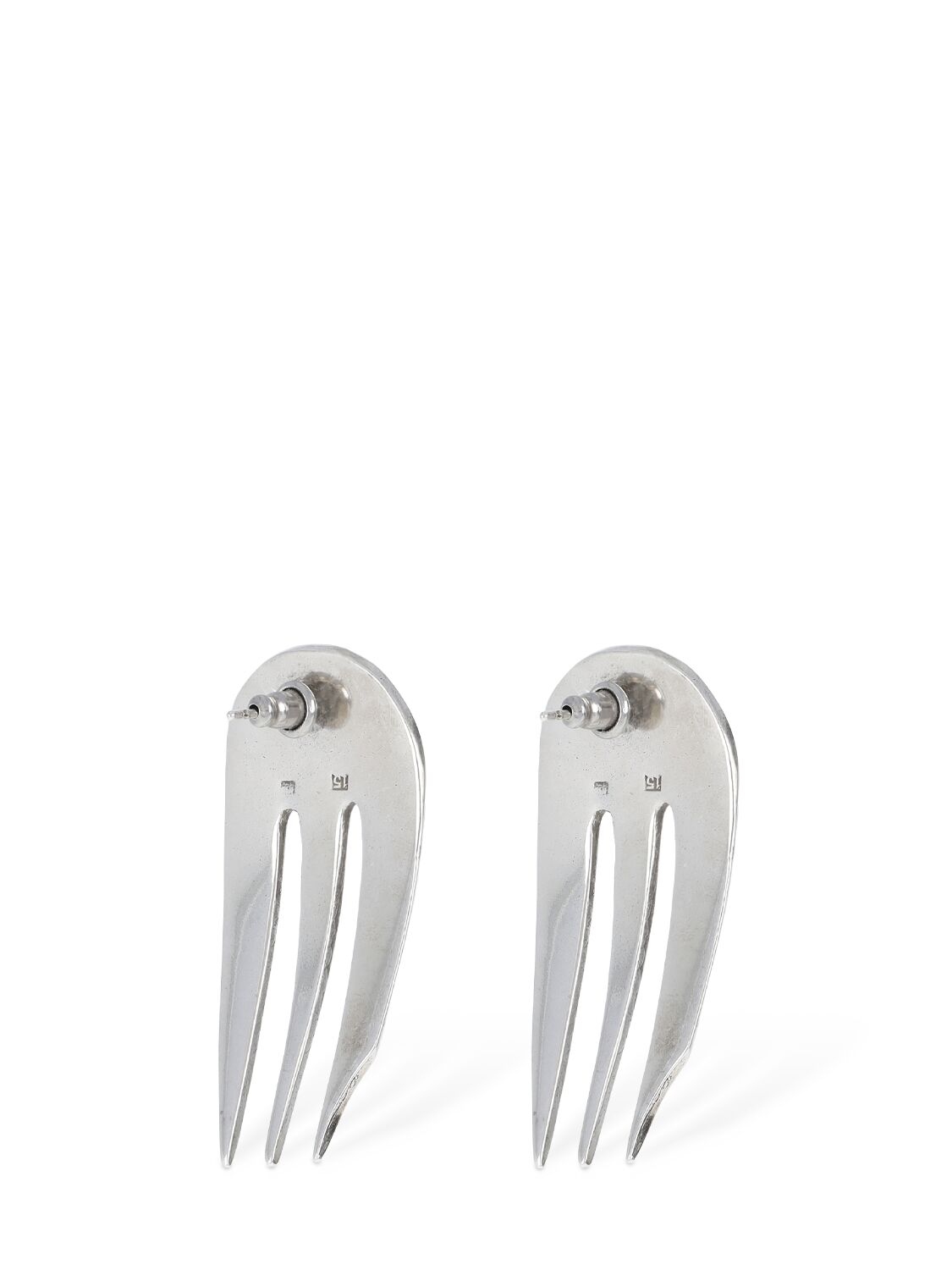 Shop Marine Serre Regenerated Table Wear Stud Earrings In Silver