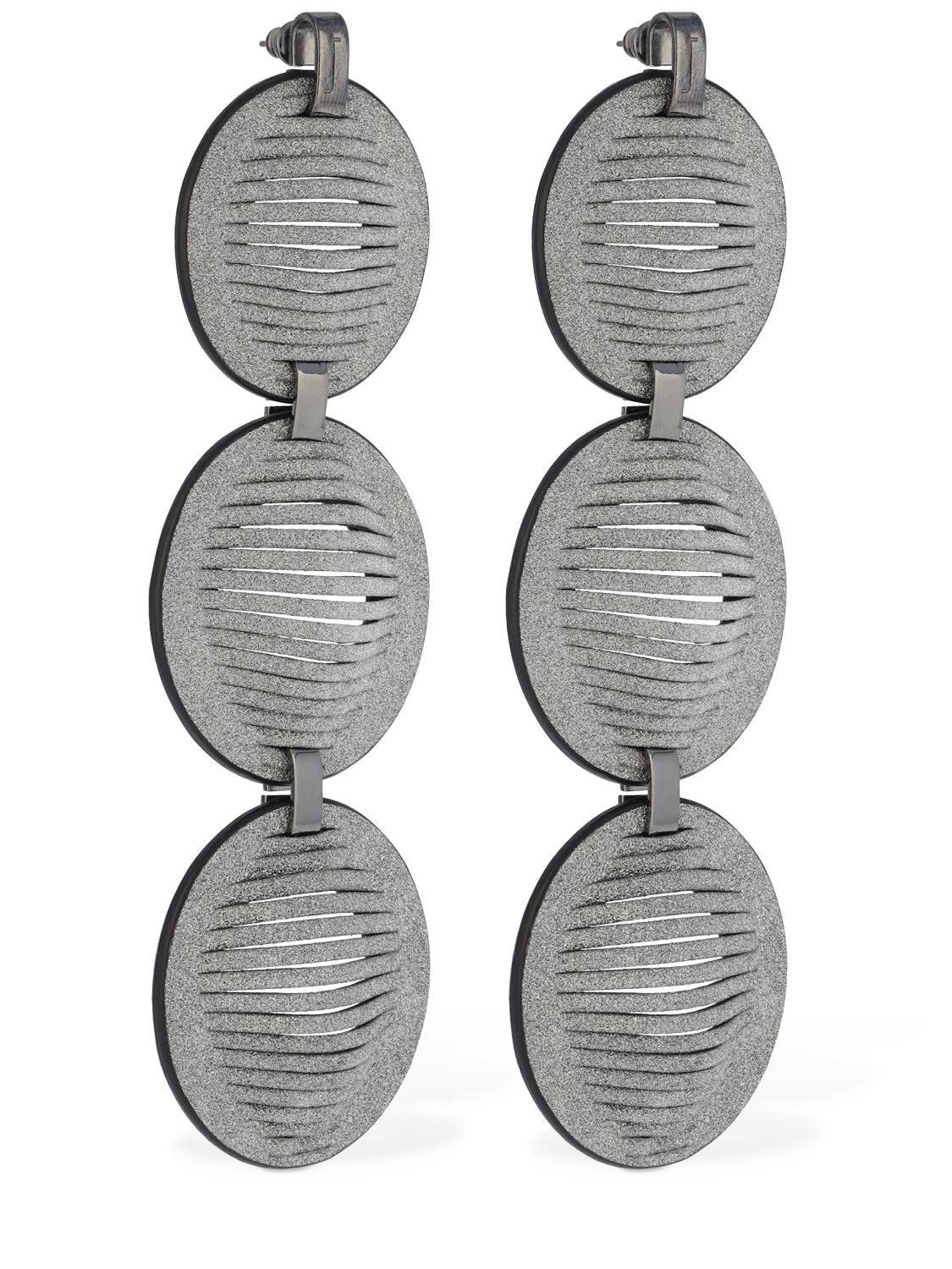 Shop So-le Studio Eclipse Leather Earrings In Silver