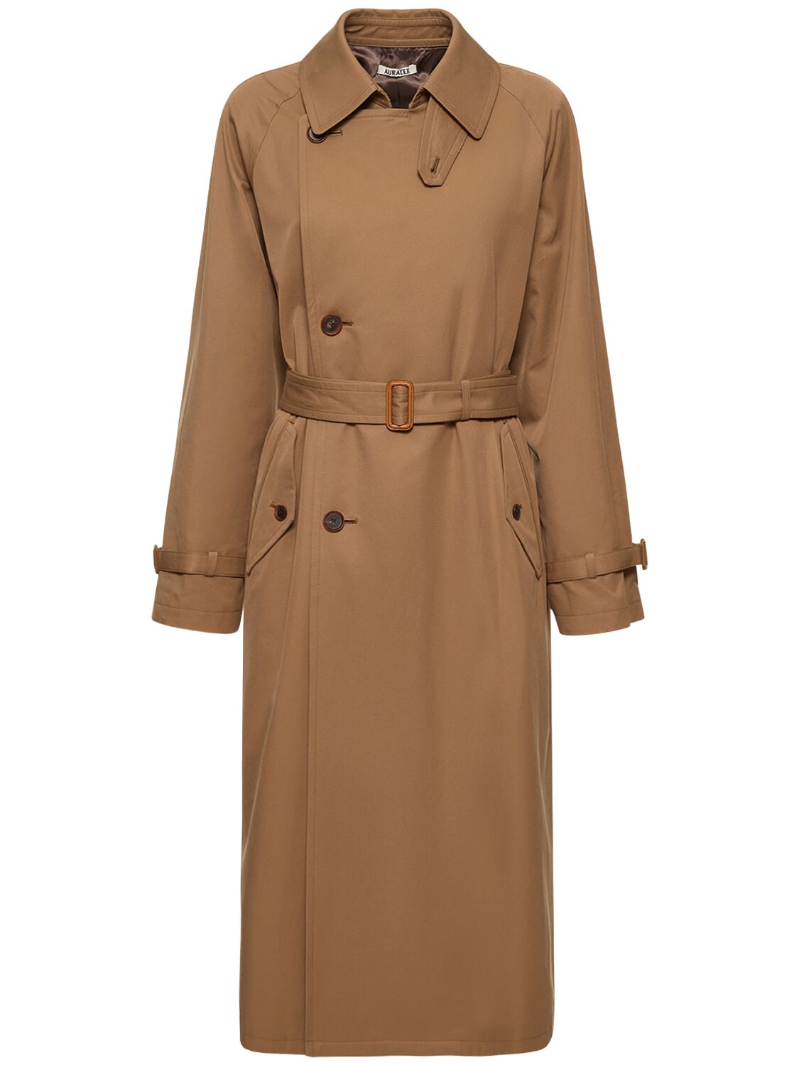 Auralee Washed Finx Chambray Cotton Trench Coat In Brown