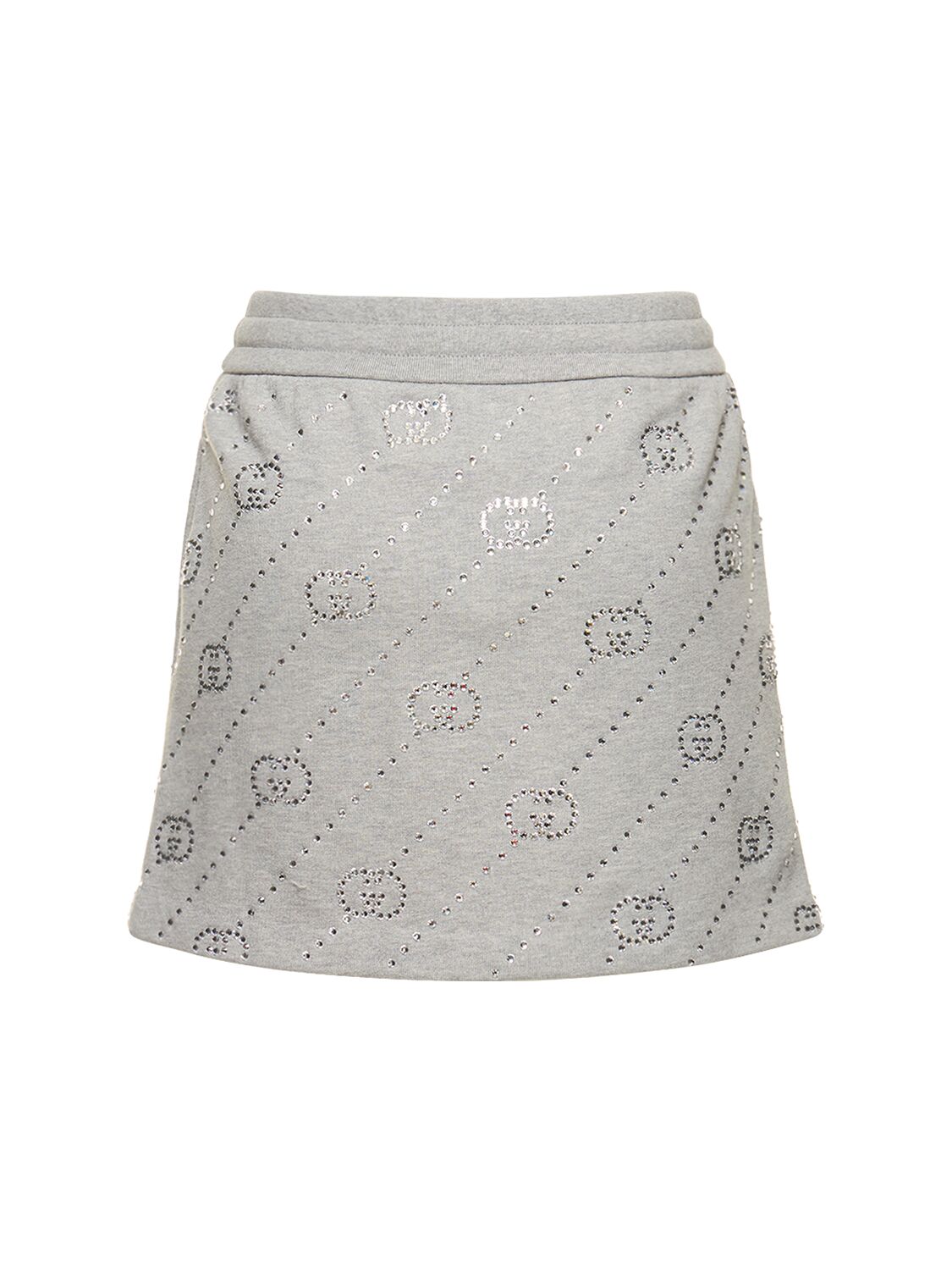 Shop Gucci Gg Cotton Jersey Mini Skirt In Grey