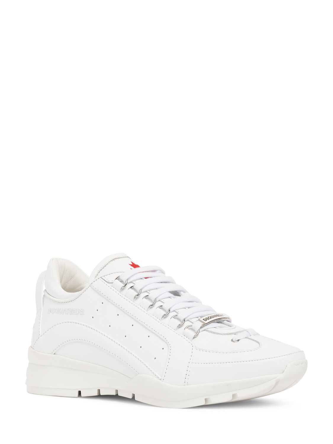 Shop Dsquared2 Logo Leather Sneakers In White