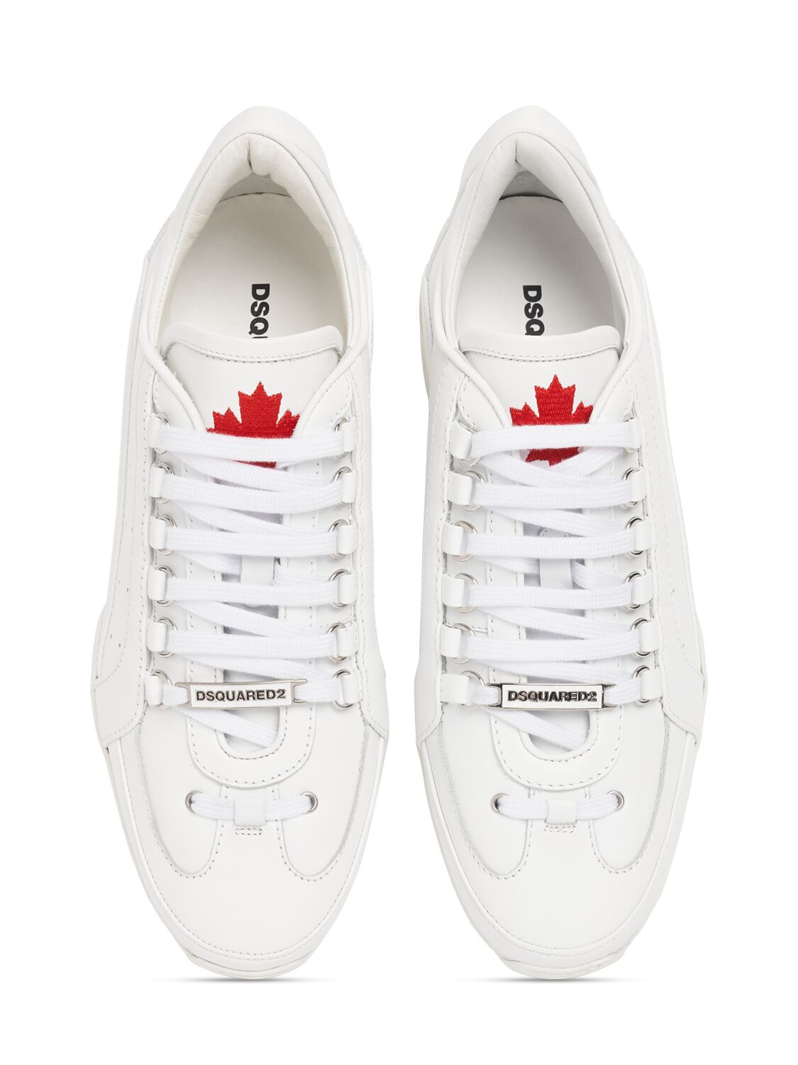 Shop Dsquared2 Logo Leather Sneakers In White