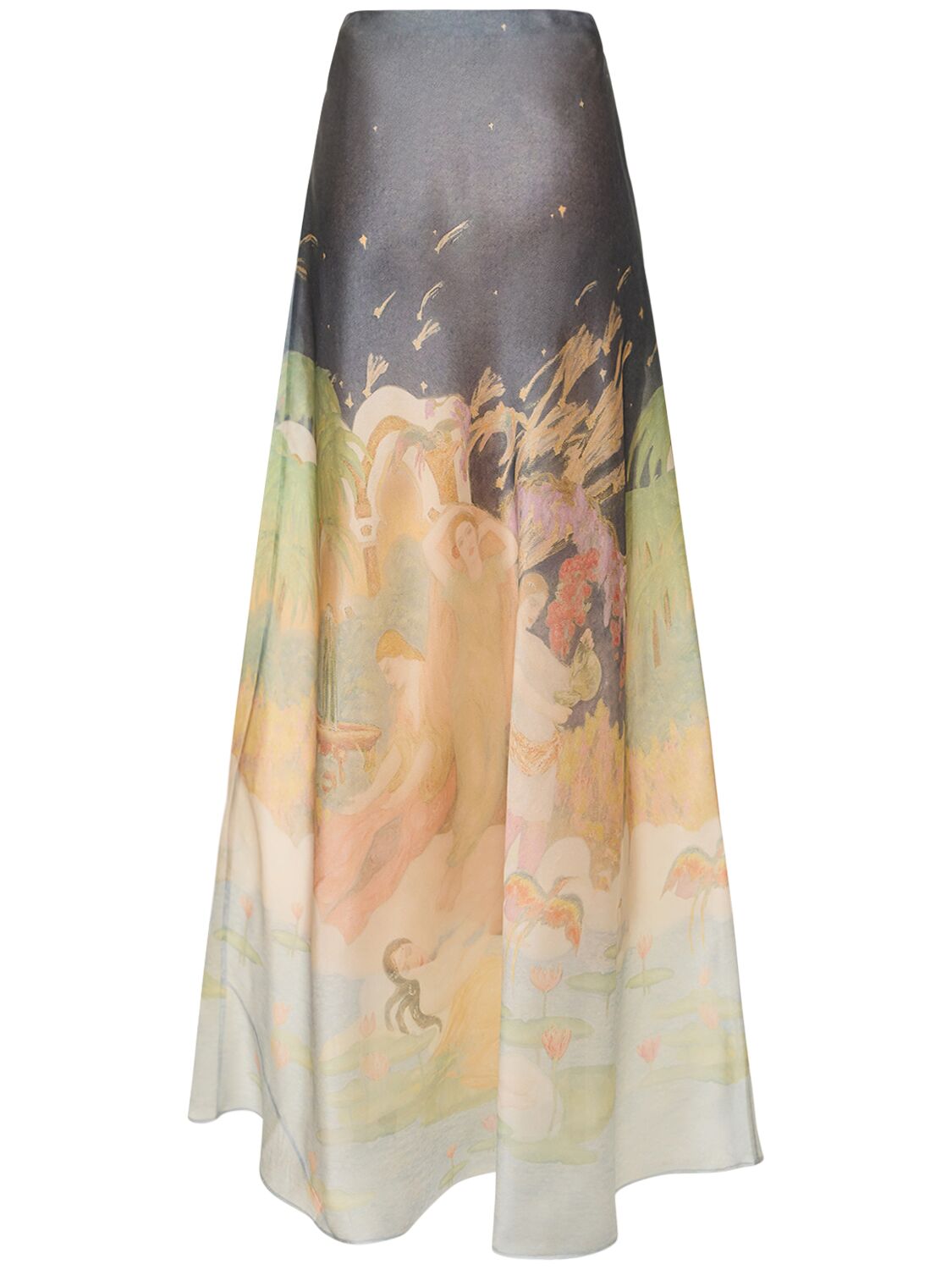 Shop Zimmermann Lyrical Printed Silk Midi Skirt In Multicolor