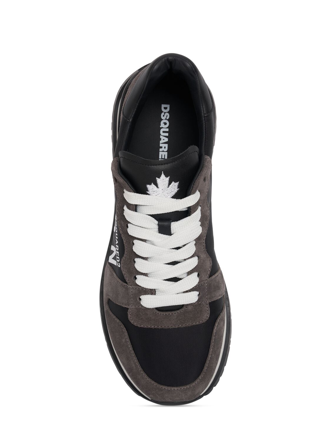 Shop Dsquared2 Icon Tech & Leather Sneakers In Black