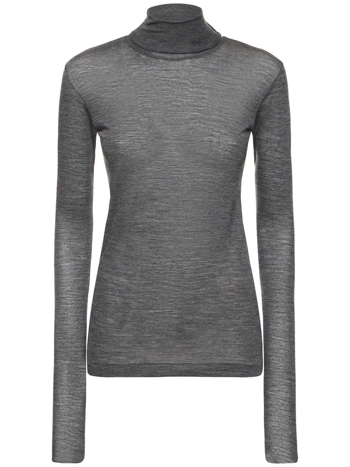 Auralee Super Soft Sheer Wool Jersey Top In Grey
