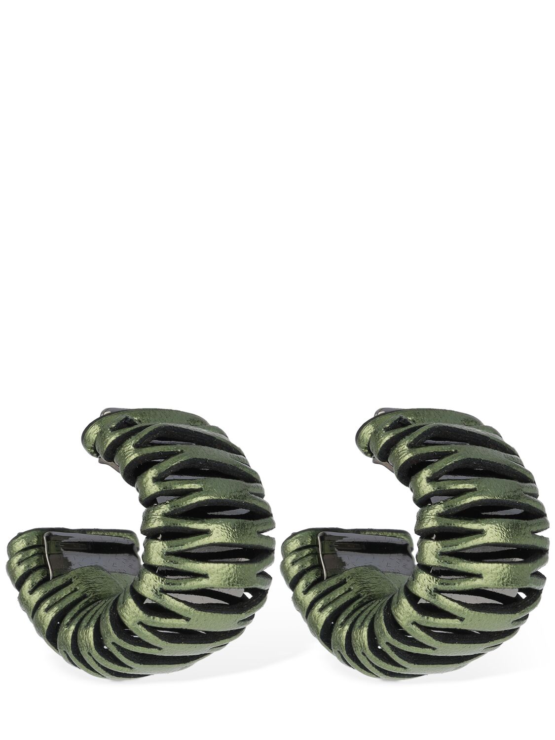 So-le Studio Caterpillar Leather Hoop Earrings In Sage