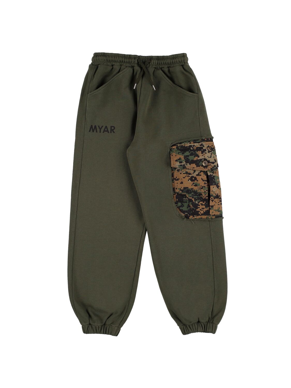Myar Kids' Cotton Sweatpants In Military Green