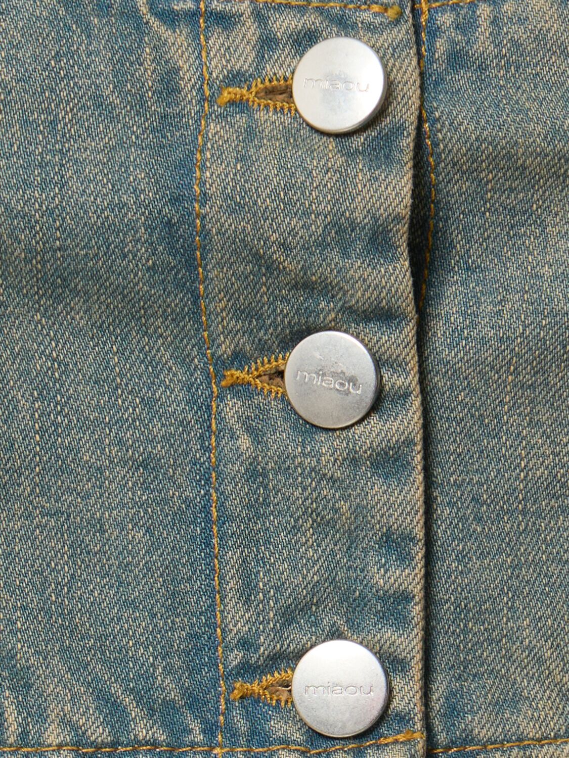 MIAOU DEVA COTTON DENIM CROP TOP 
