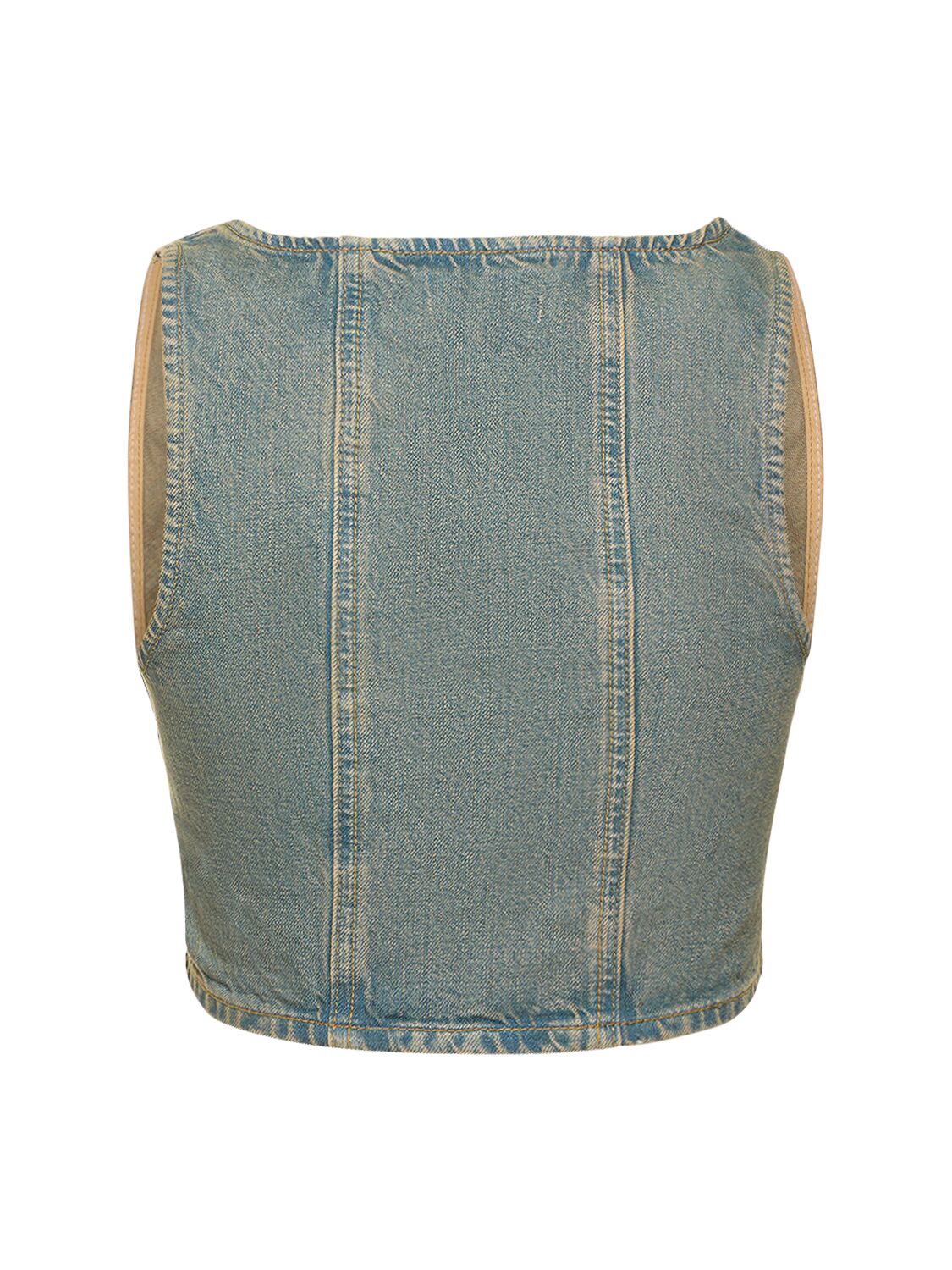 MIAOU DEVA COTTON DENIM CROP TOP 