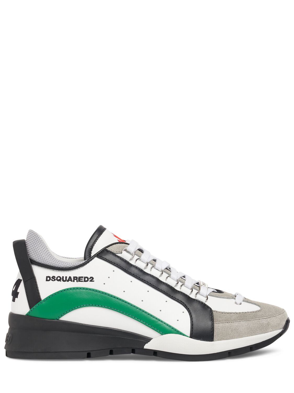 Dsquared2 Logo Leather Sneakers In White,green