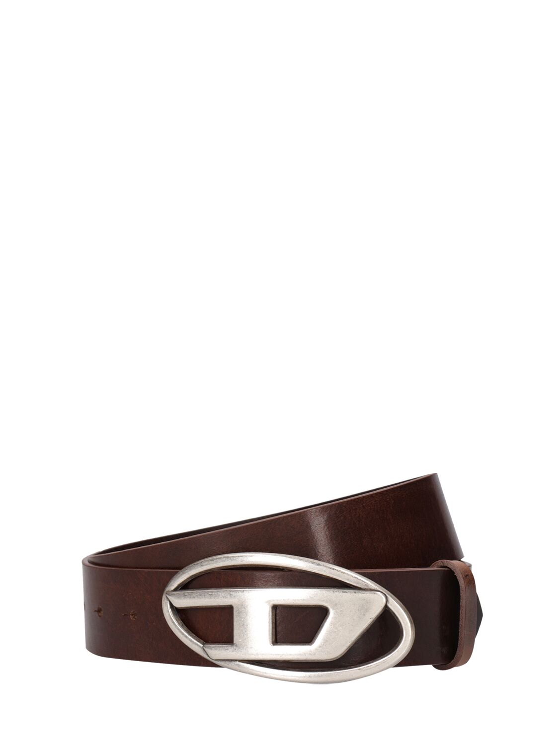 Diesel 4cm D Buckle Leather Belt In Brown