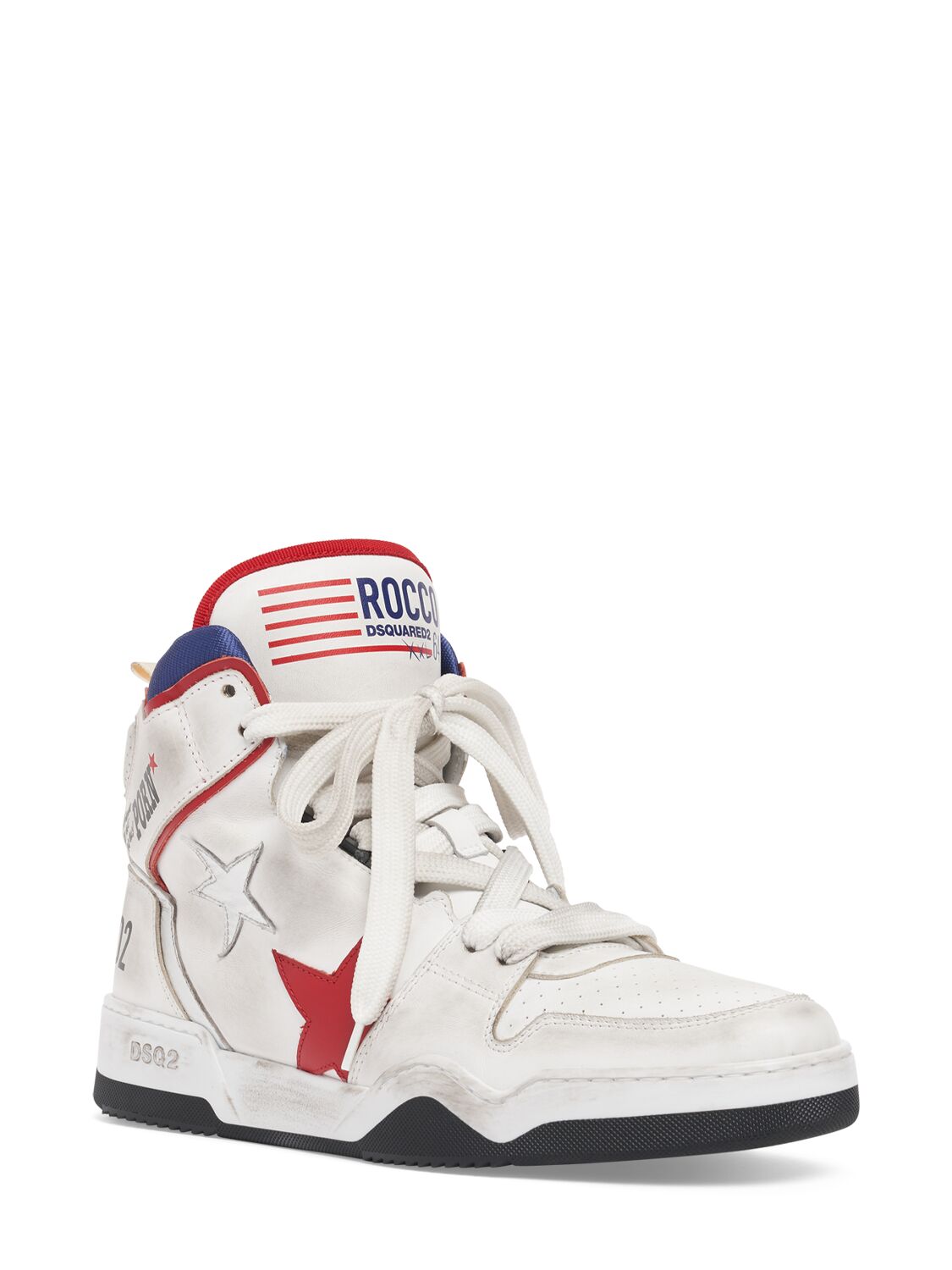 Shop Dsquared2 Rocco Spider High-top Sneakers In White,red