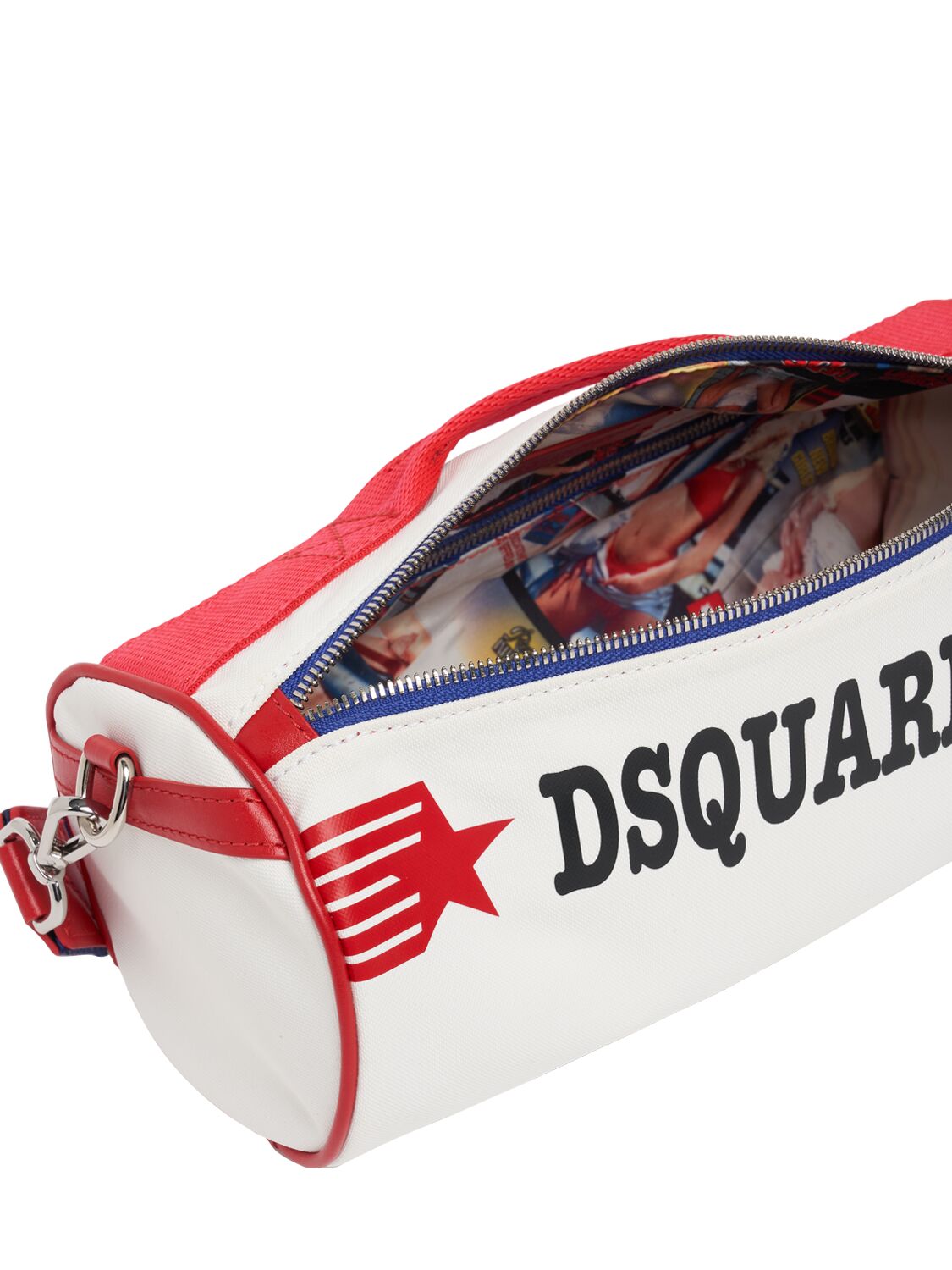 Shop Dsquared2 Logo Duffle Bag In White,red