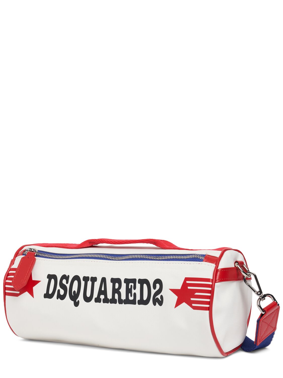 Shop Dsquared2 Logo Duffle Bag In White,red