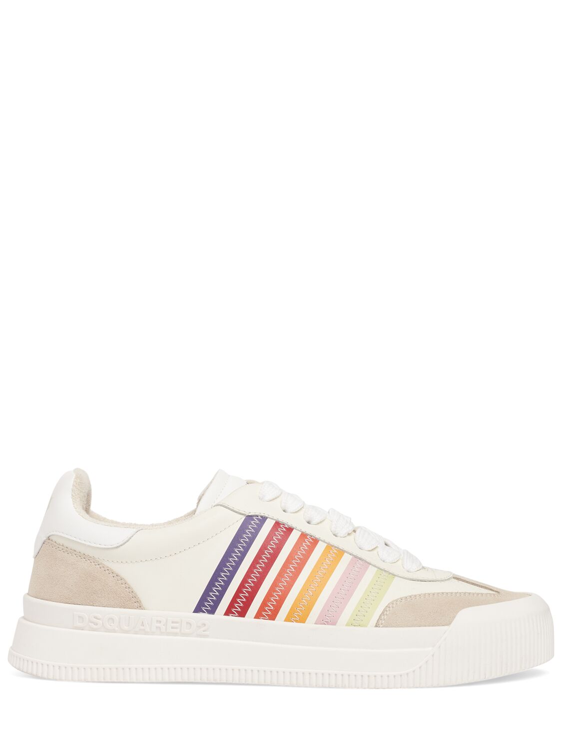 Dsquared2 Logo Leather Sneakers In White