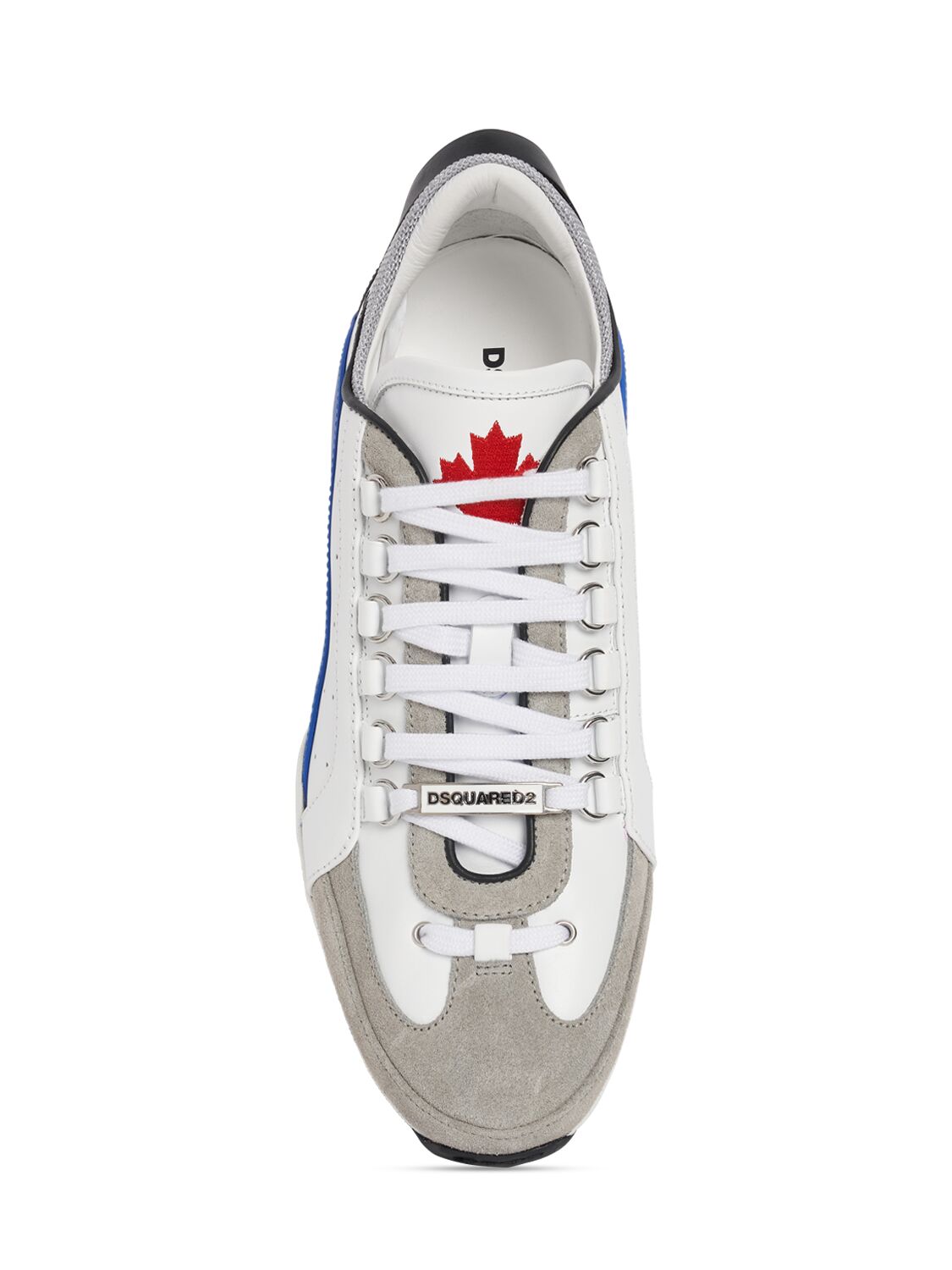 Shop Dsquared2 Logo Leather Sneakers In White,blue