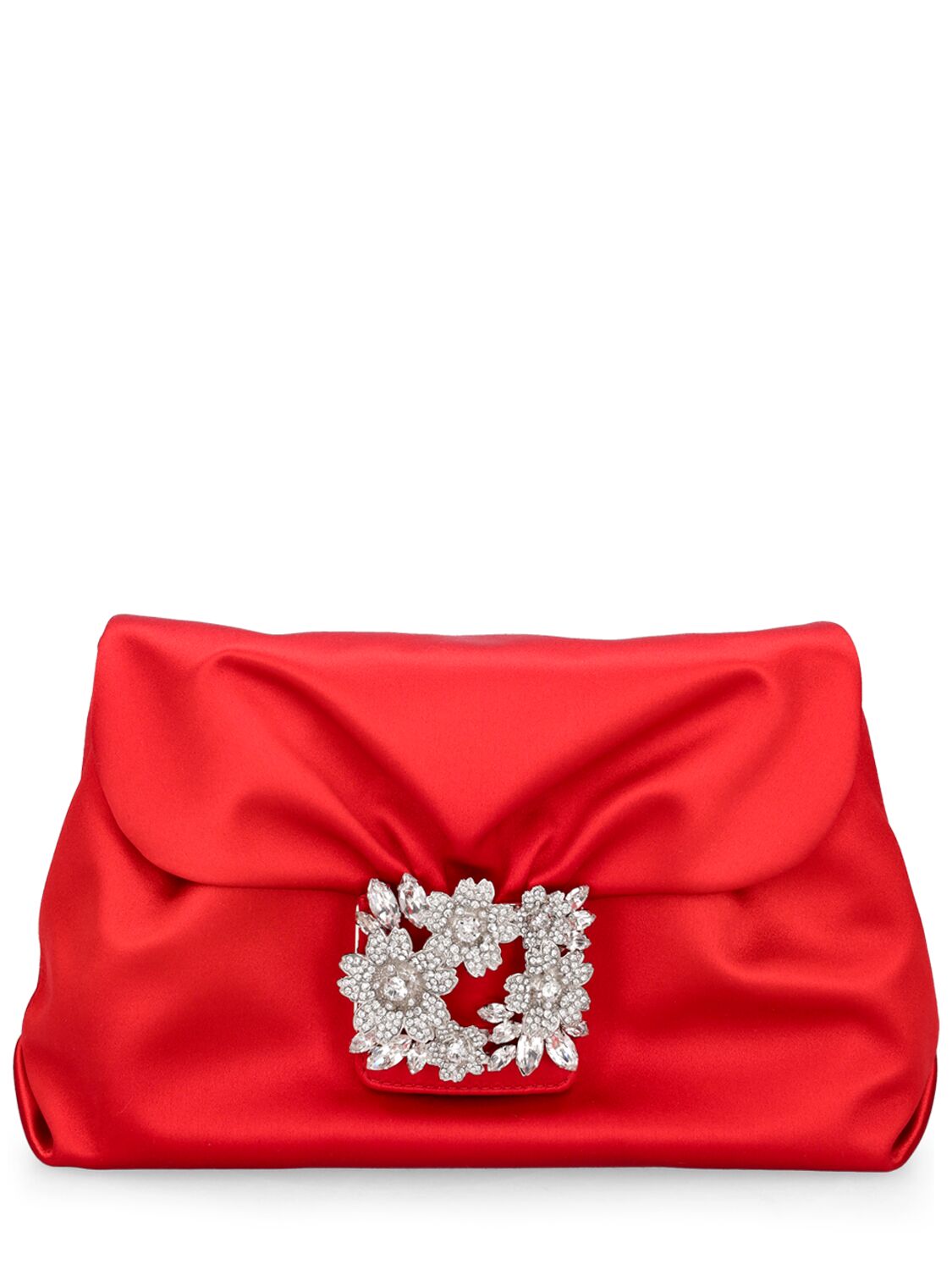 Roger Vivier Lvr Exclusive Mini Rv Bouquet Satin Bag In Red