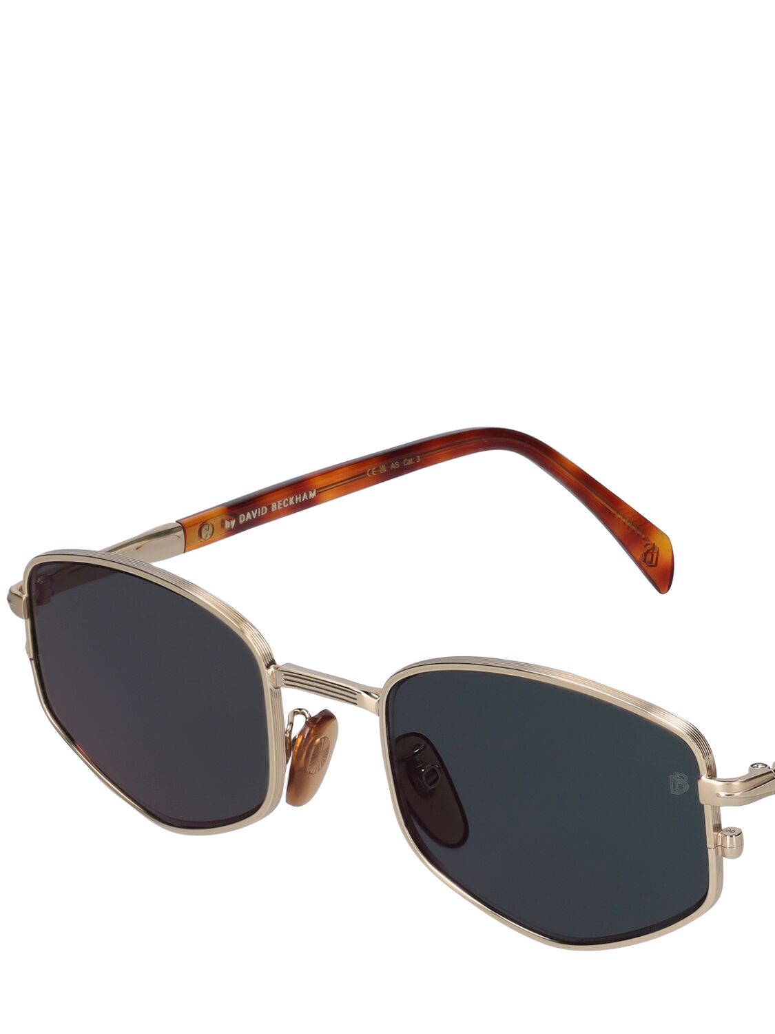 Shop Db Eyewear By David Beckham Db Oval Aviator Metal Sunglasses In Gold,green